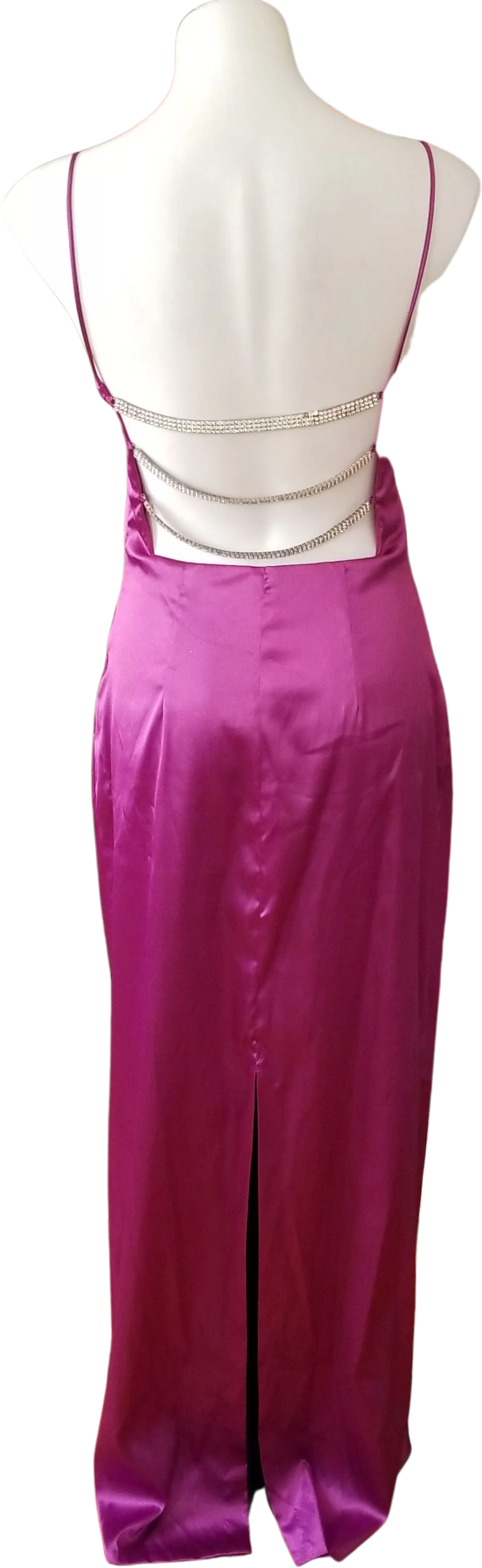 90s/00s Pink Stretch Tall Gown Crystal Detail By Nightway - Image 2