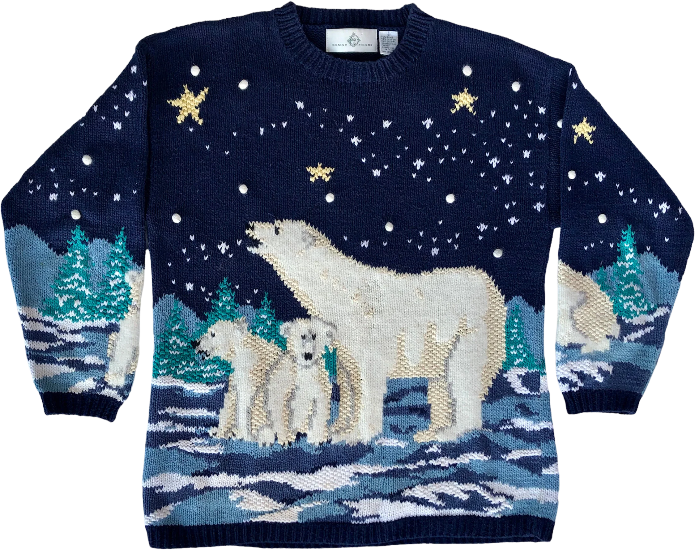 90s/00s Polar Bears Pullover Sweater Women Size Small By Design Options