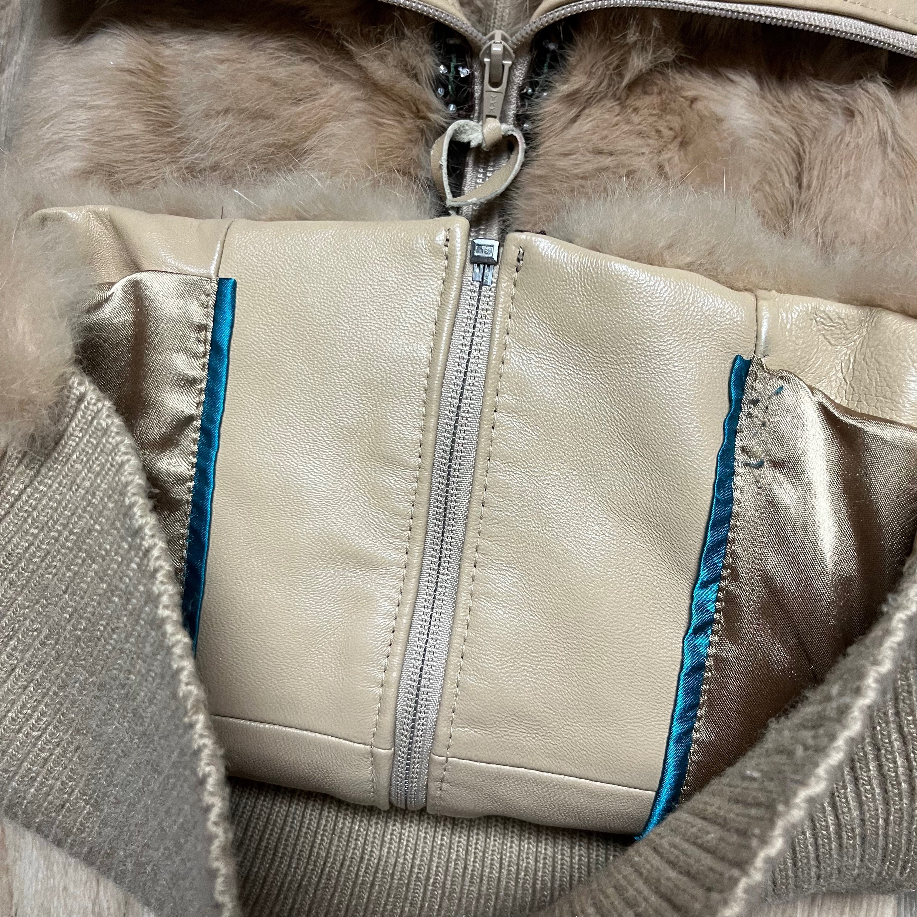 90s/00s Rabbit Fur Preppy Embroidered Lambskin Vest By Colebrooke - Image 4
