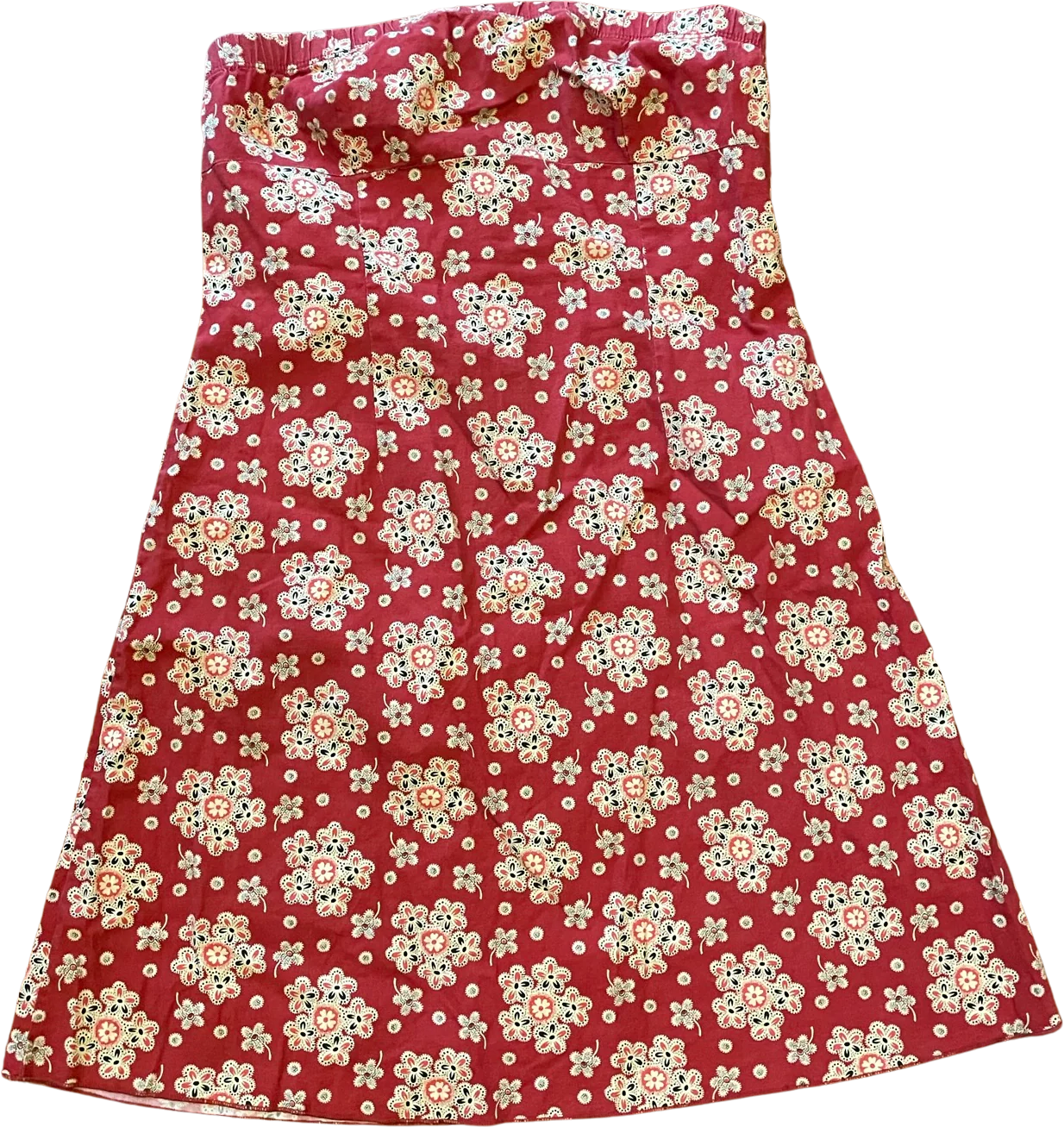 90s/00s Red Floral Tube Top Mini Dress By Jump