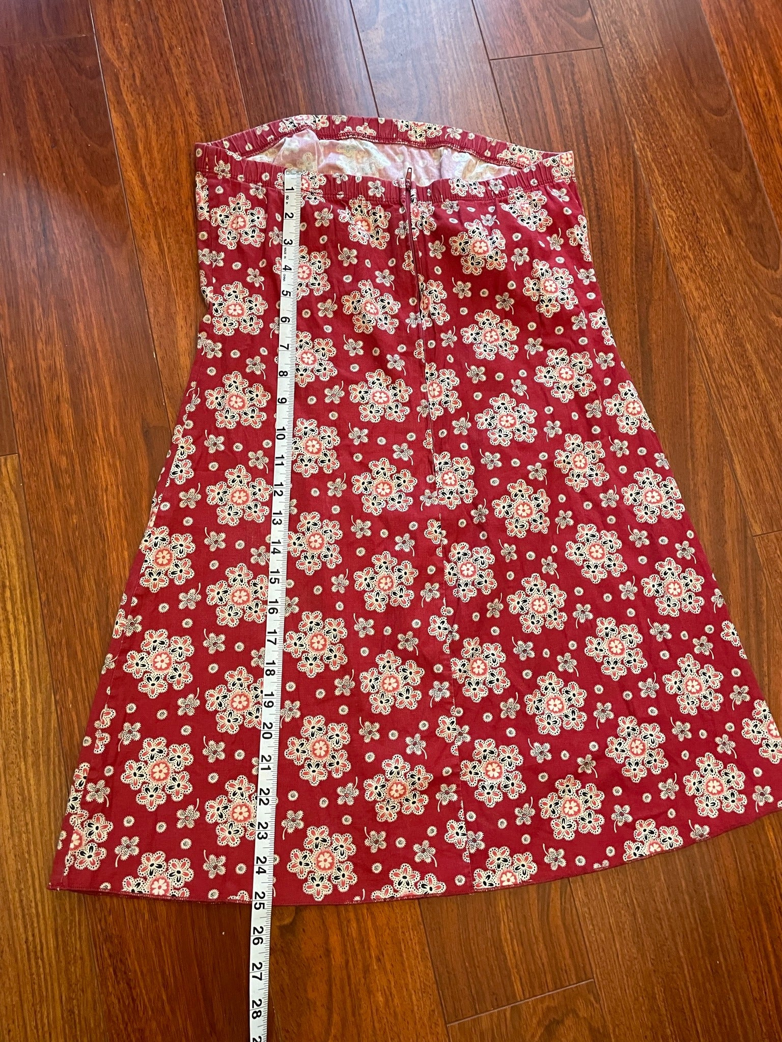 90s/00s Red Floral Tube Top Mini Dress By Jump - Image 5