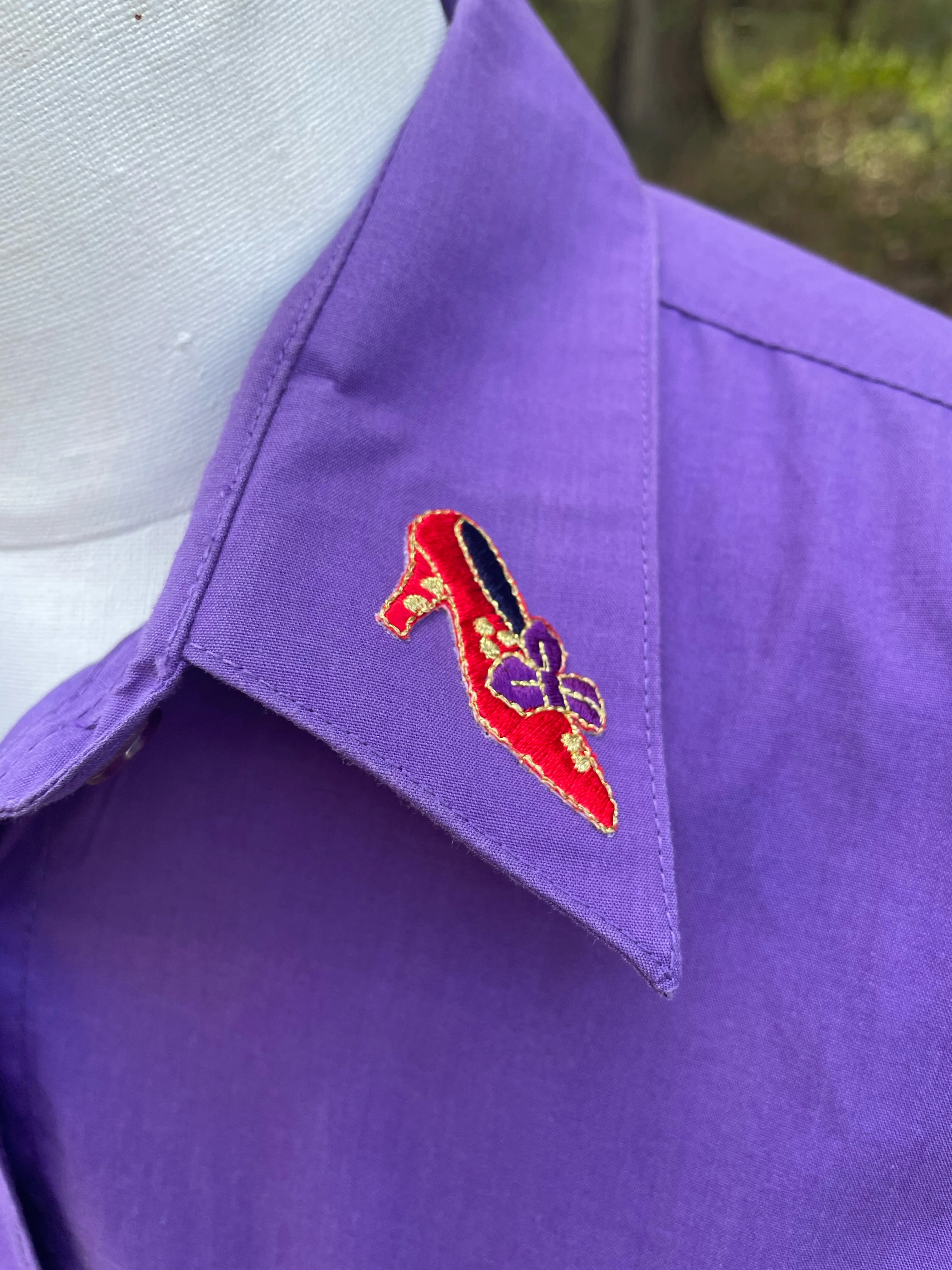 90s/00s Red Hat Society Purple Shirt Applique Lady Dancers By Las Olas - Image 11