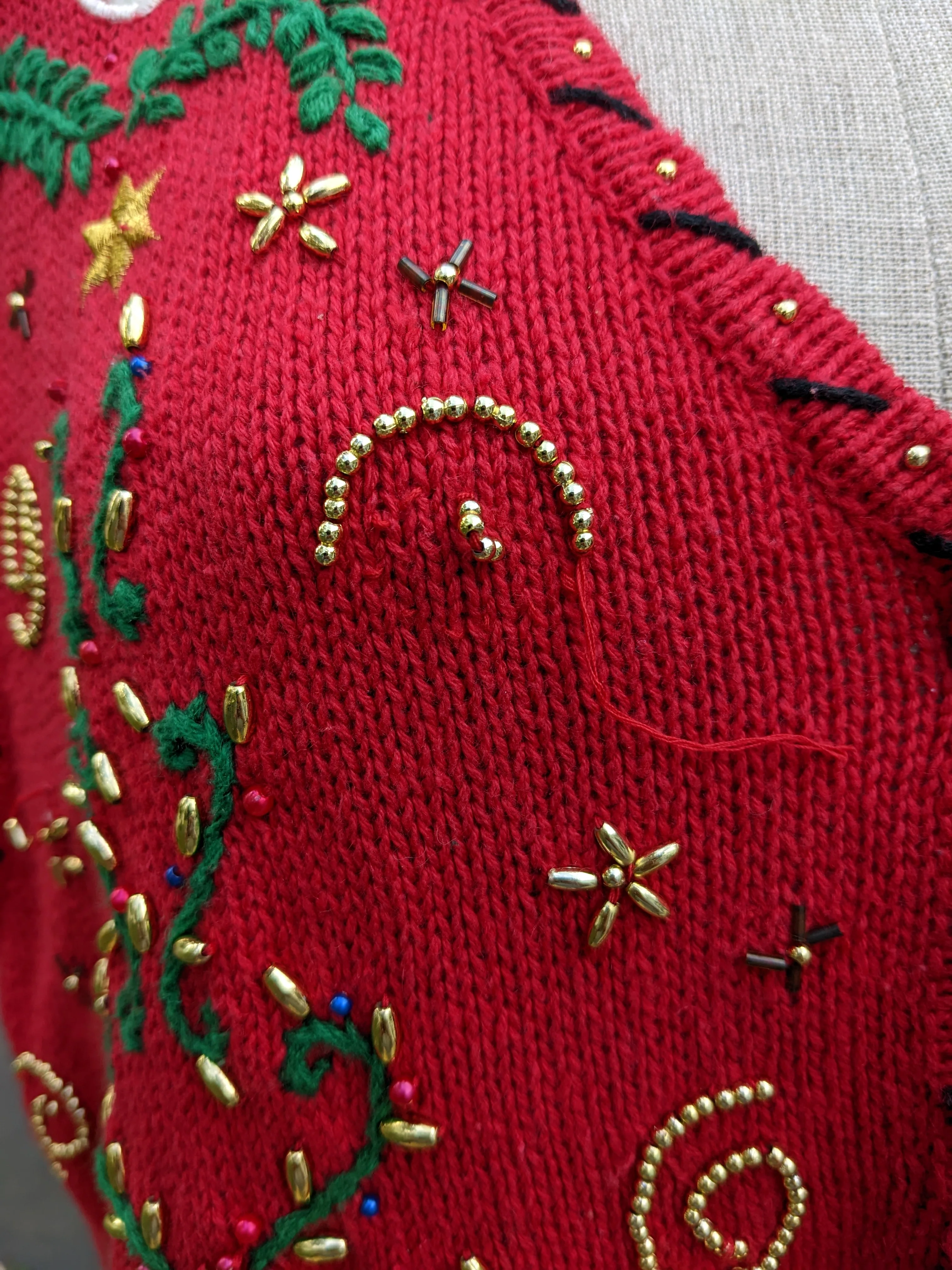 90s/00s Red Ugly Christmas Sweater Vest By Segue - Image 9