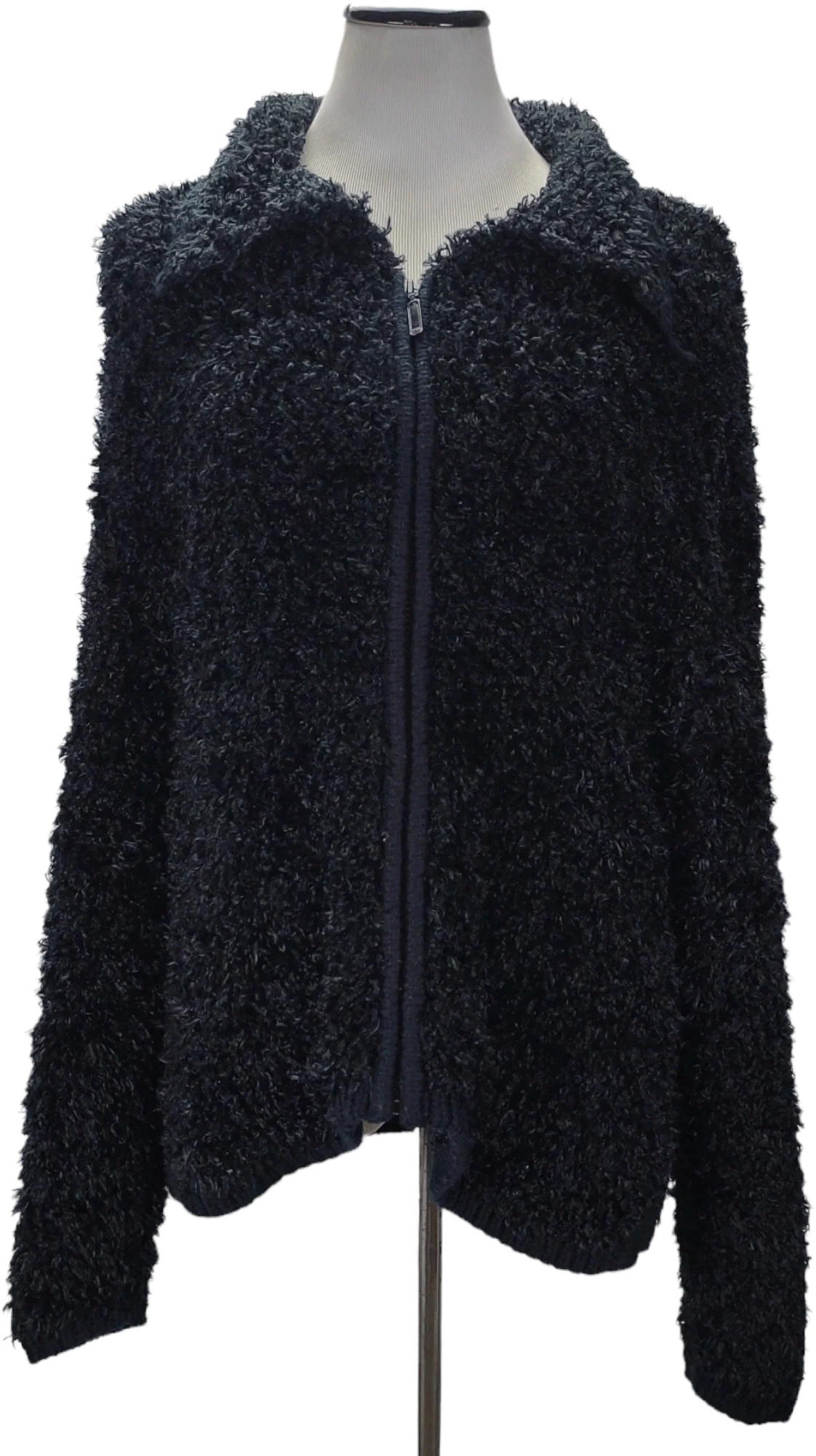 90s/00s Shaggy Teddy Faux Fur Full Zip Casual Jacket By Caribbean Pacific