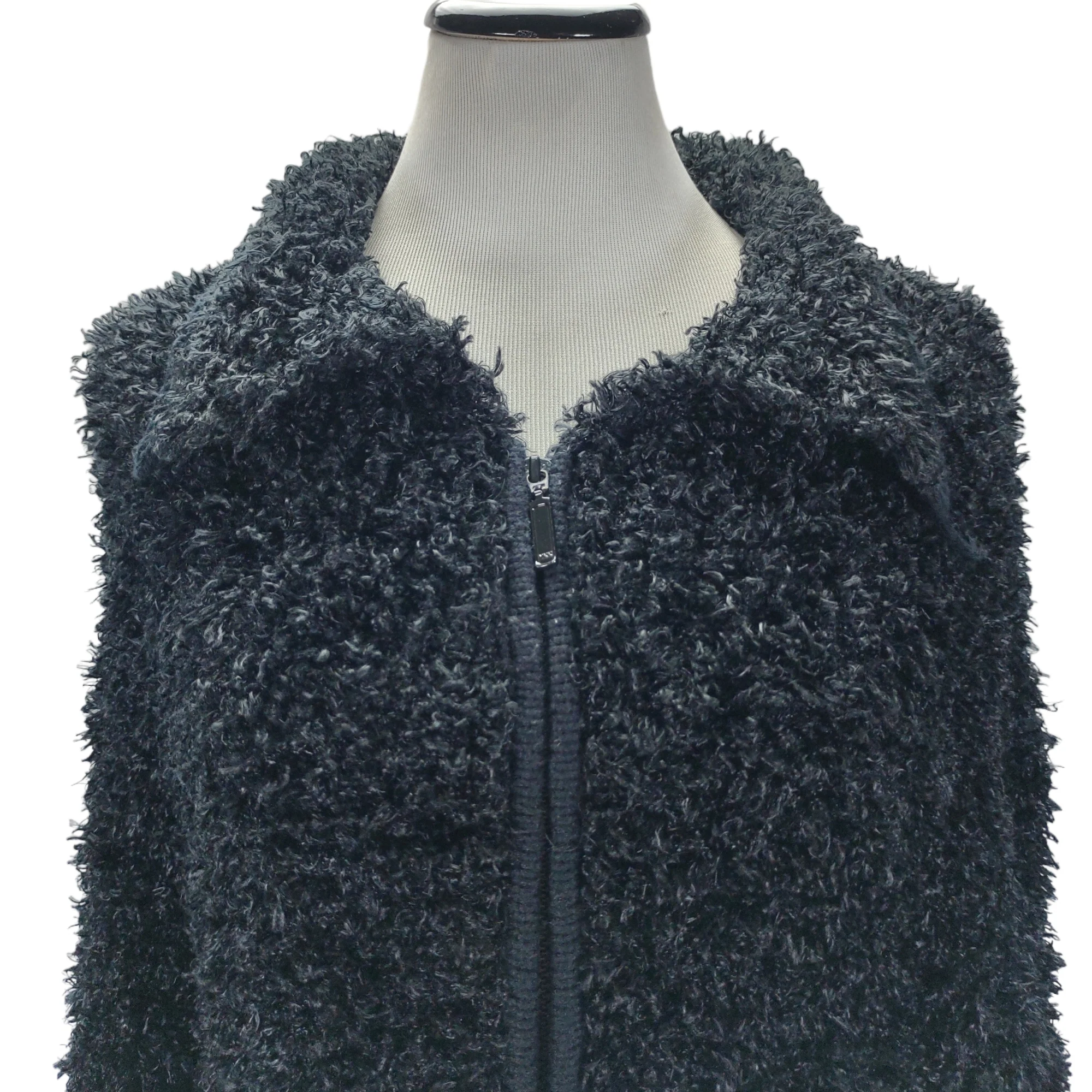 90s/00s Shaggy Teddy Faux Fur Full Zip Casual Jacket By Caribbean Pacific - Image 3