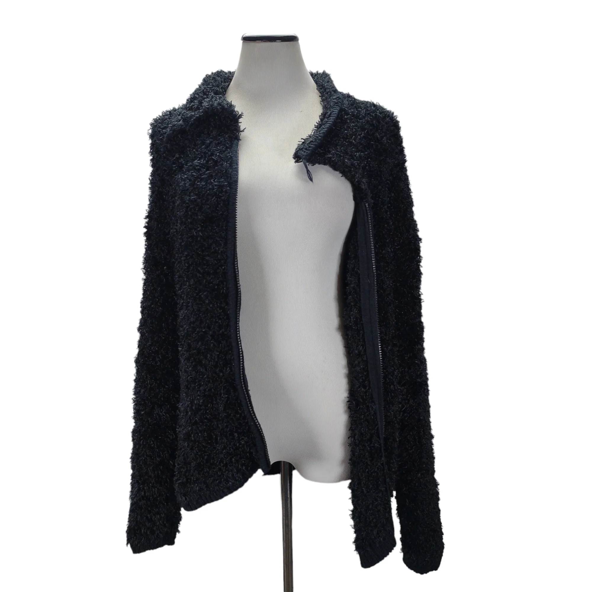 90s/00s Shaggy Teddy Faux Fur Full Zip Casual Jacket By Caribbean Pacific - Image 7