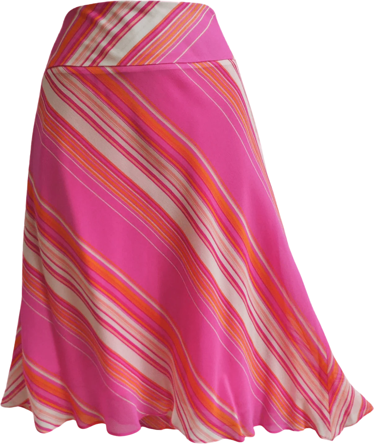90s/00s Silk Disco Skirt Asym Stripes Hem Satin Lined Zip By Sophisticates