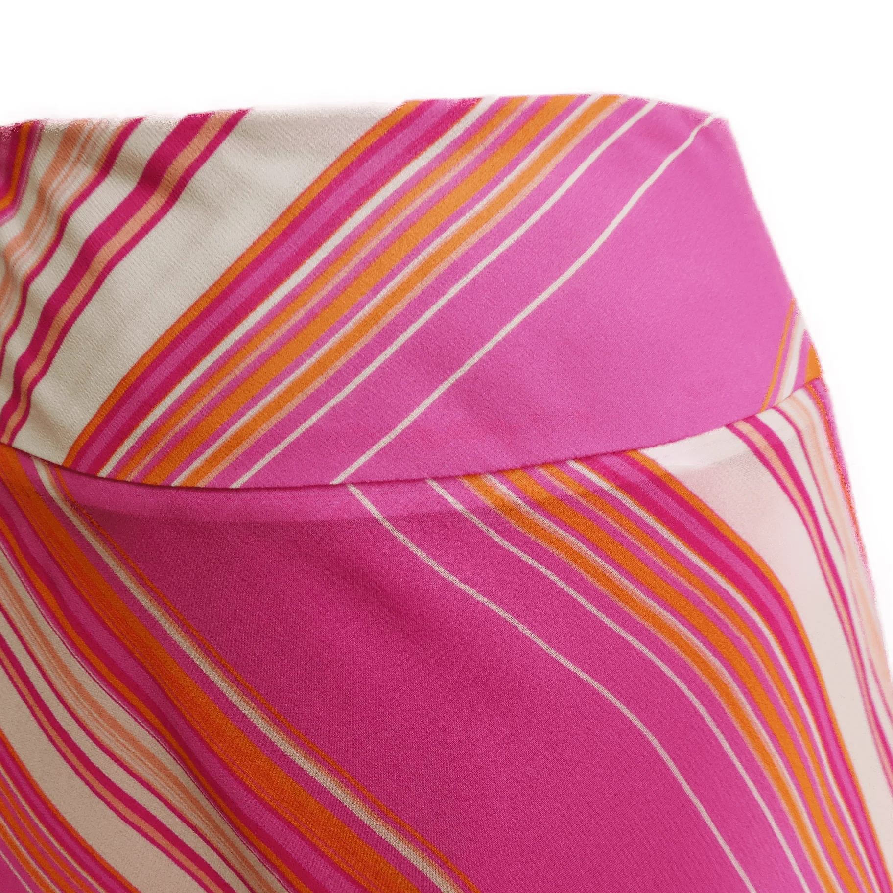 90s/00s Silk Disco Skirt Asym Stripes Hem Satin Lined Zip By Sophisticates - Image 3