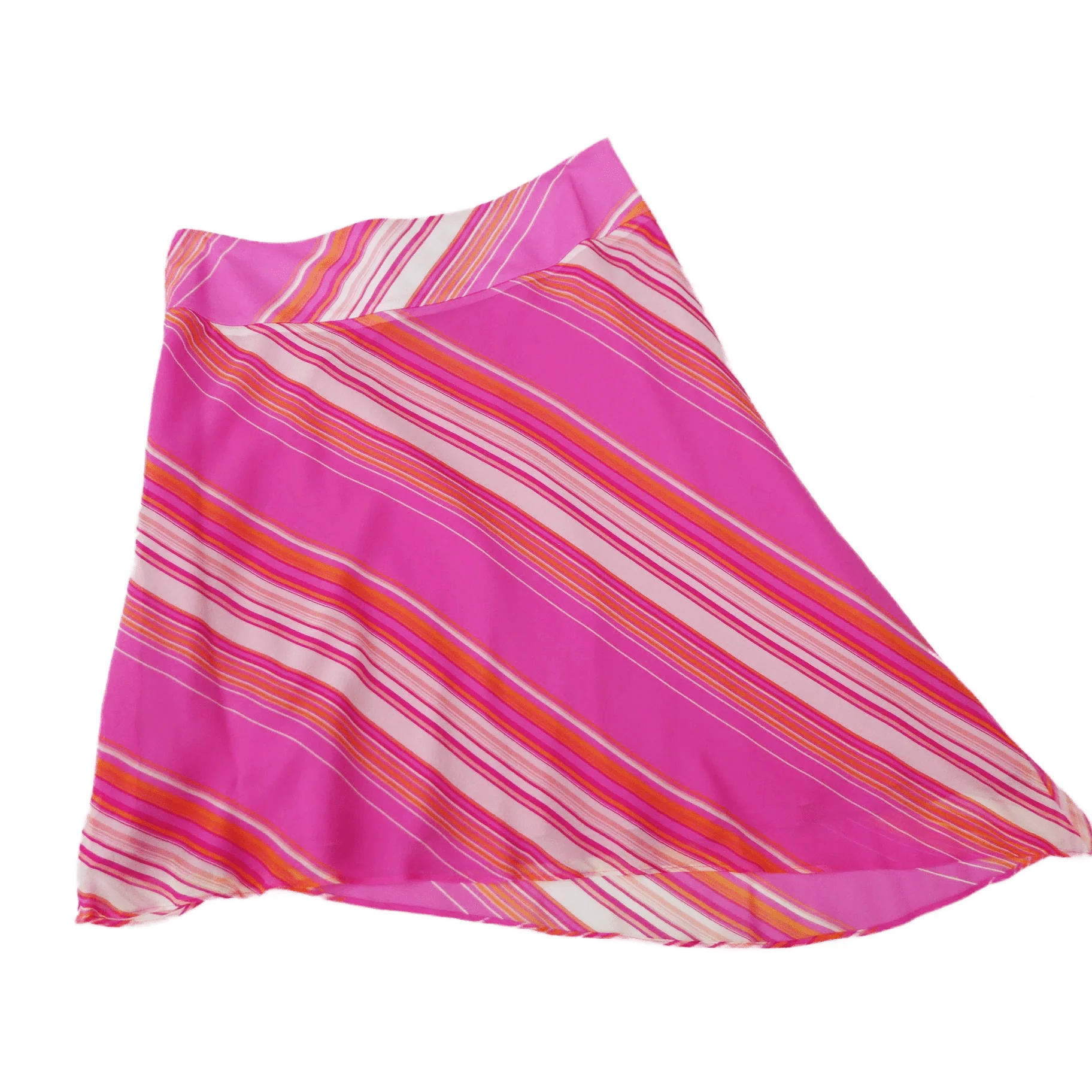 90s/00s Silk Disco Skirt Asym Stripes Hem Satin Lined Zip By Sophisticates - Image 4