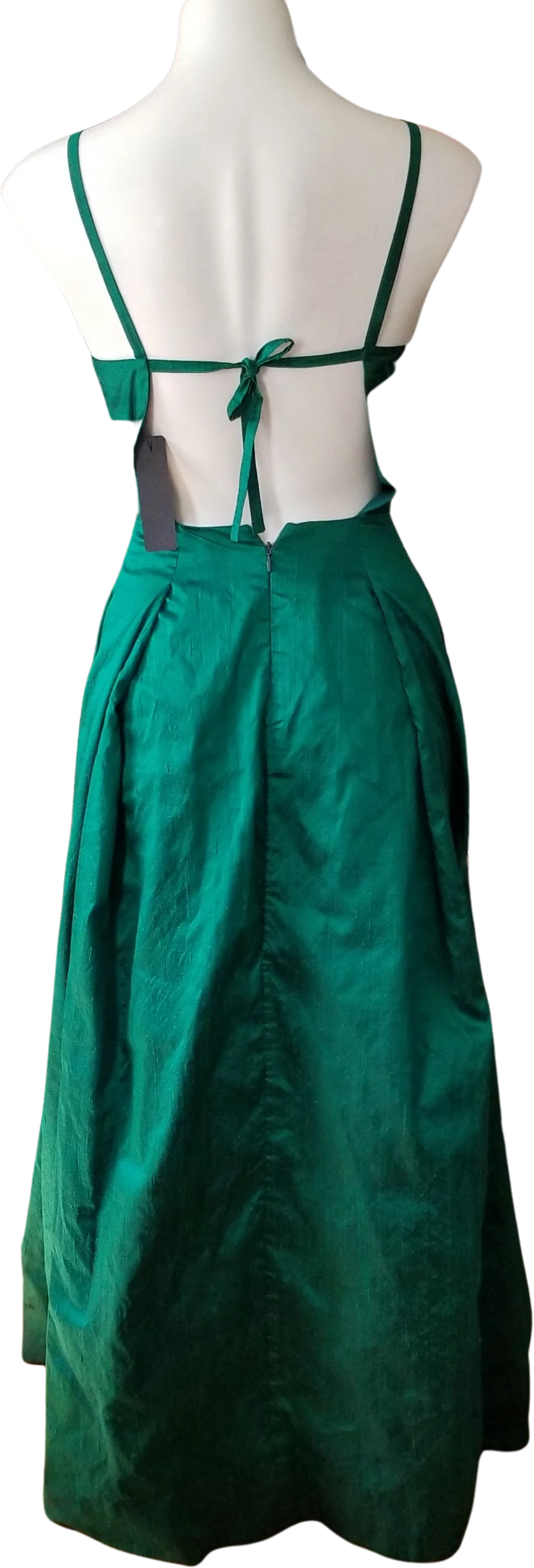 90s/00s Silk Shantung (cotton Blend?) Green A-line Gown By Ronnie and Irit Studio - Image 2