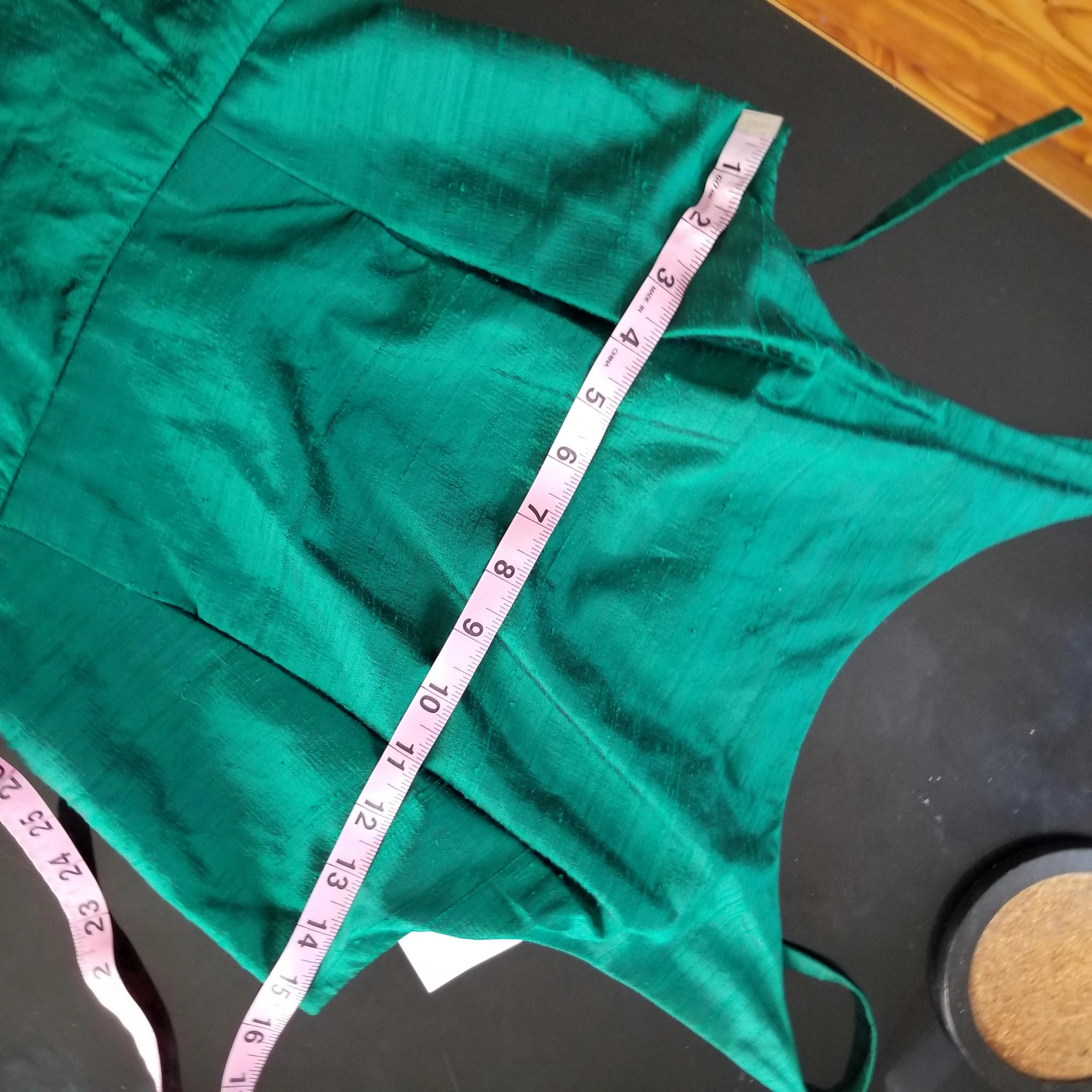 90s/00s Silk Shantung (cotton Blend?) Green A-line Gown By Ronnie and Irit Studio - Image 5
