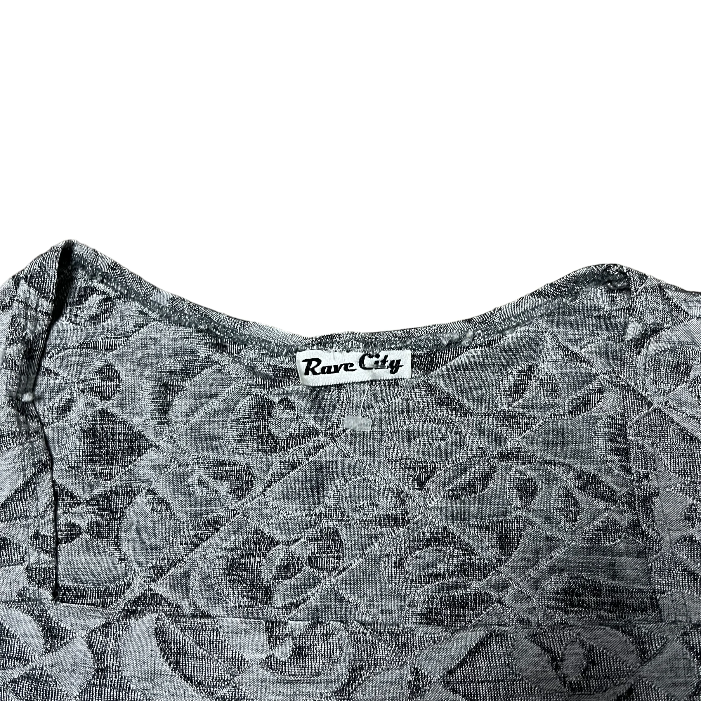 90s/00s Silver Metallic Cropped Baby Tee By Rave City - Image 3