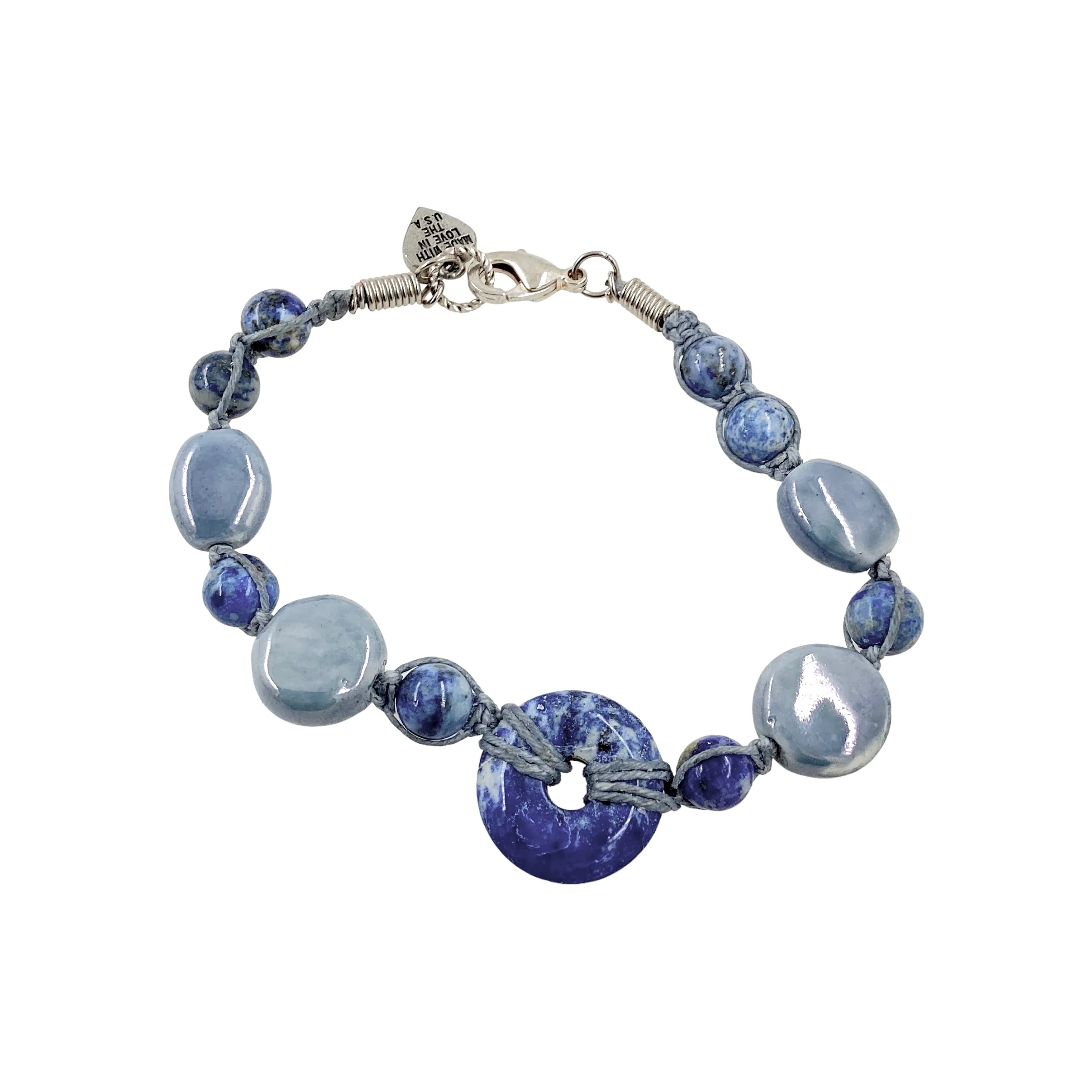 90s/00s Sodalite Gemstone Earrings Bracelet Set By Made with Love - Image 5