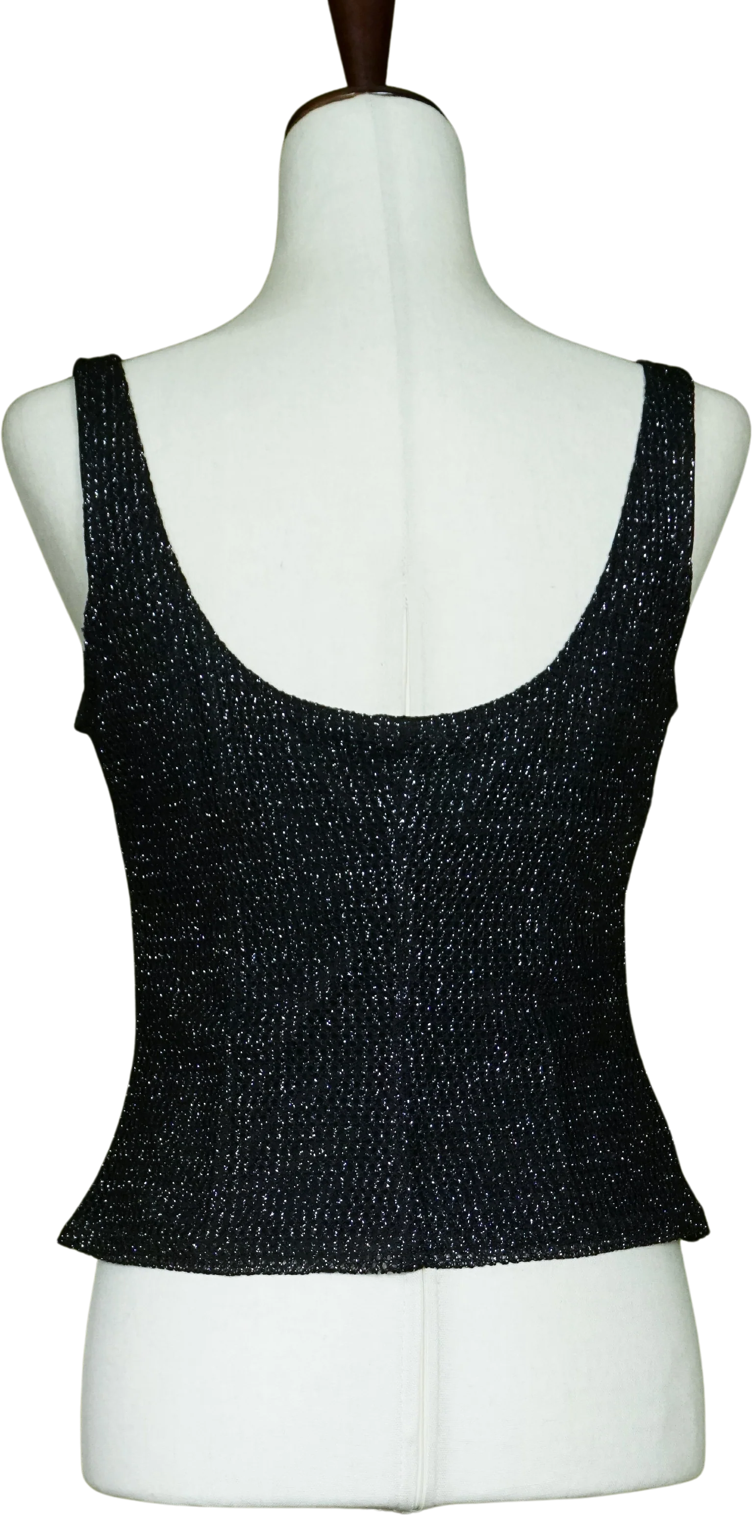 90s/00s Sparkly Black Silver Mesh Cardigan And Tank Set By Js Collections - Image 6
