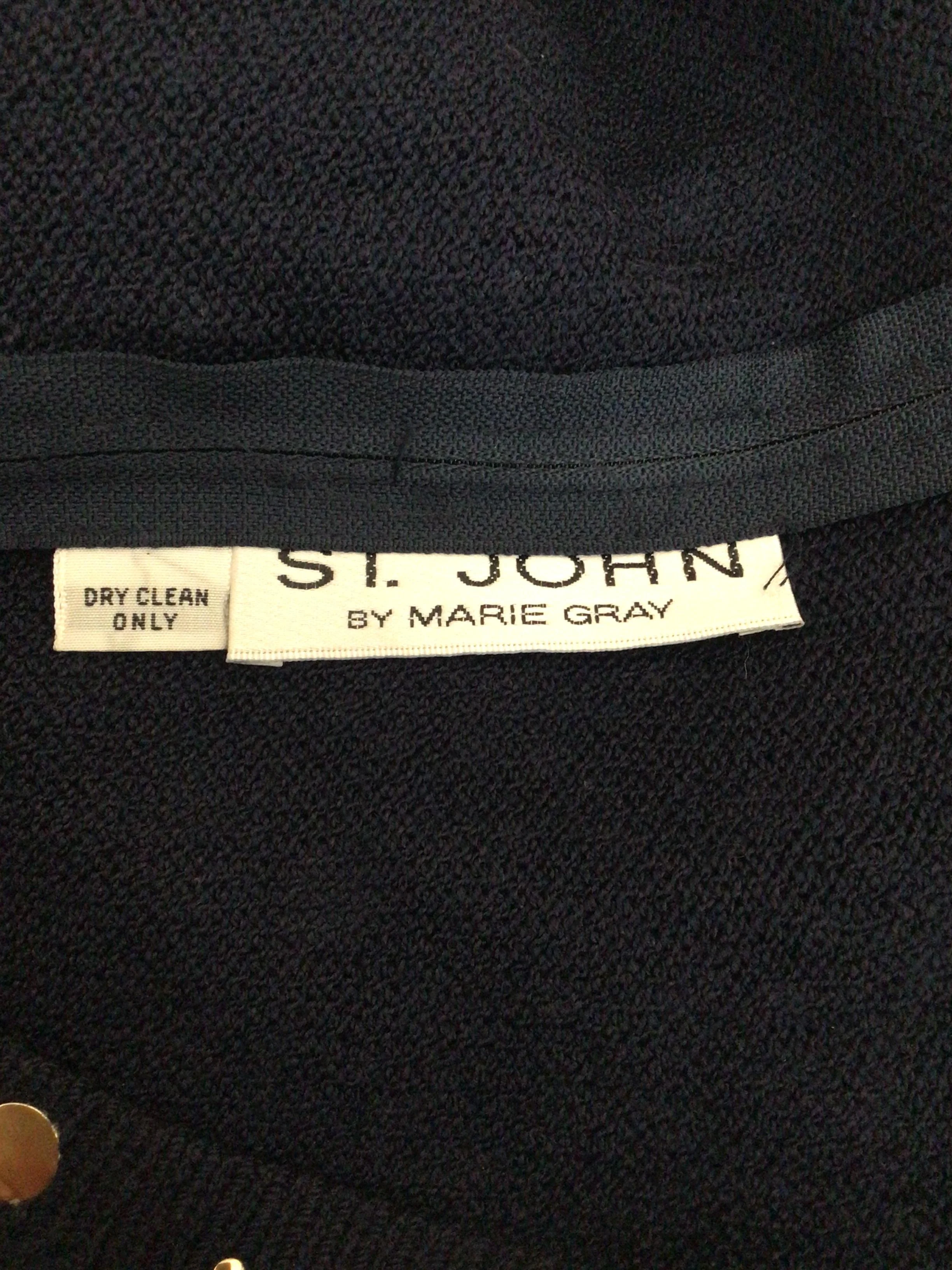 90s/00s St. John By Marie Gray Top Size 4 Navy Blue Gold By St. John - Image 4