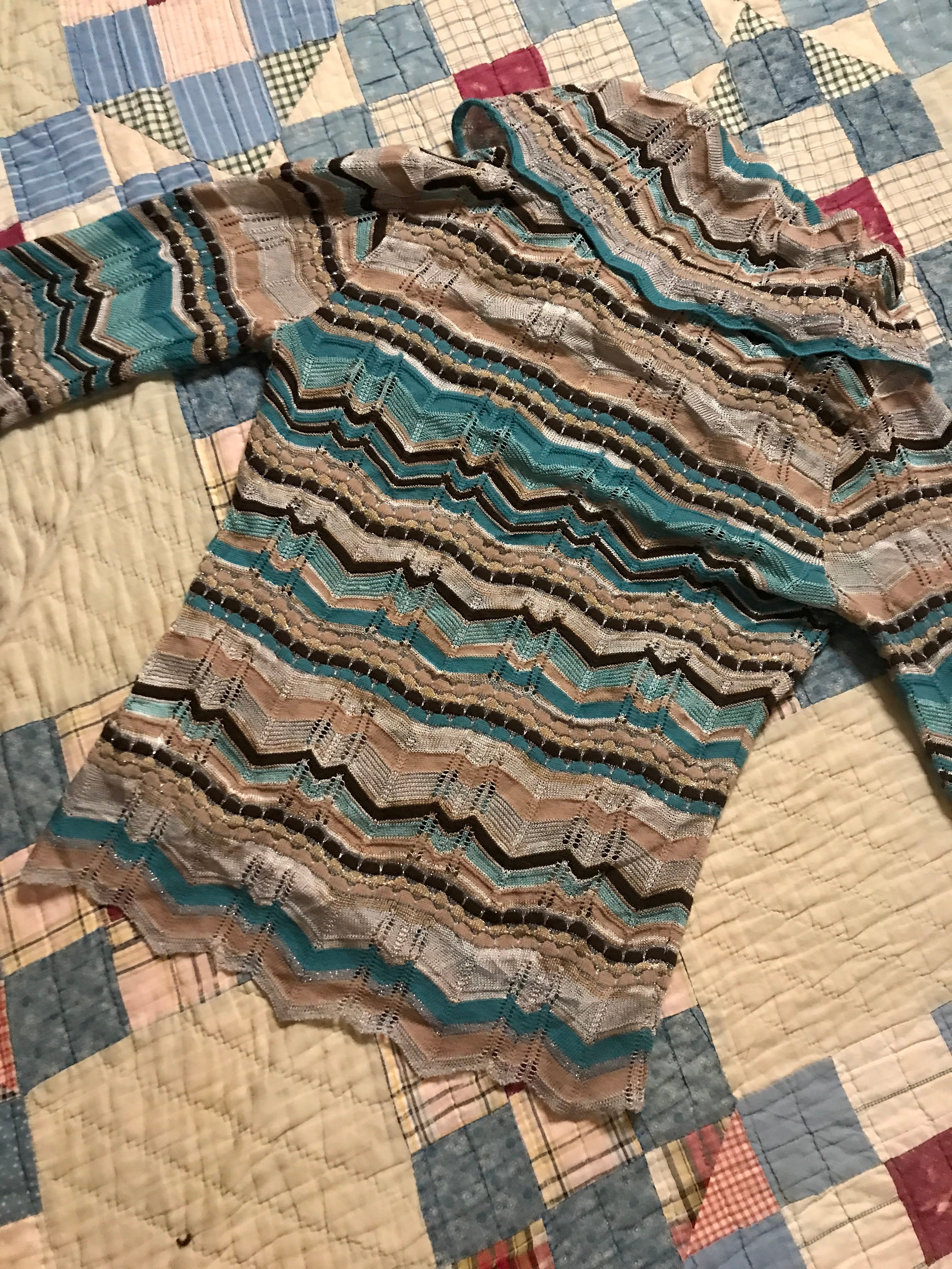 90s/00s Striped Luxe Cowl Neck Light Sweater Top By M Missoni - Image 12