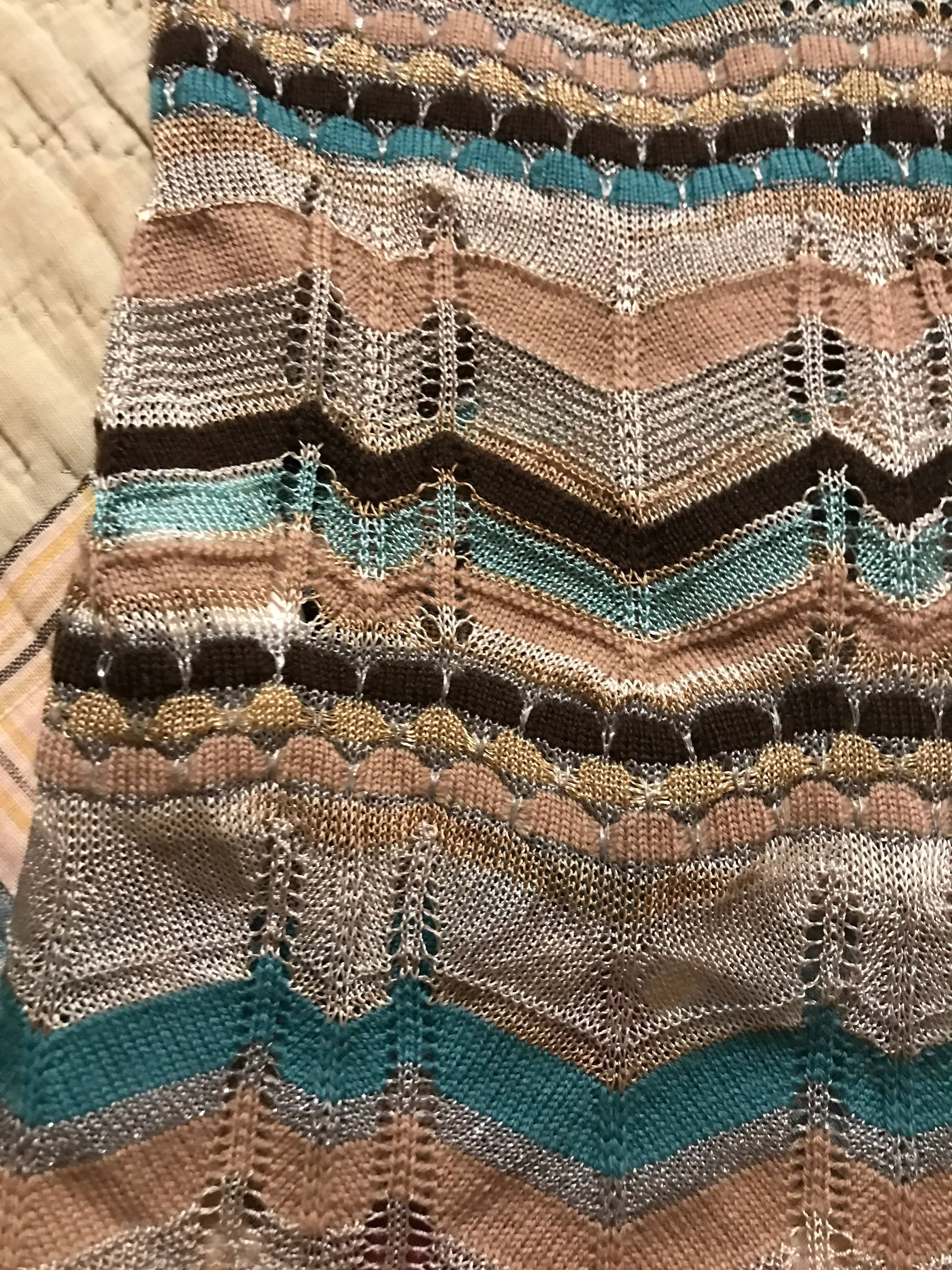 90s/00s Striped Luxe Cowl Neck Light Sweater Top By M Missoni - Image 13