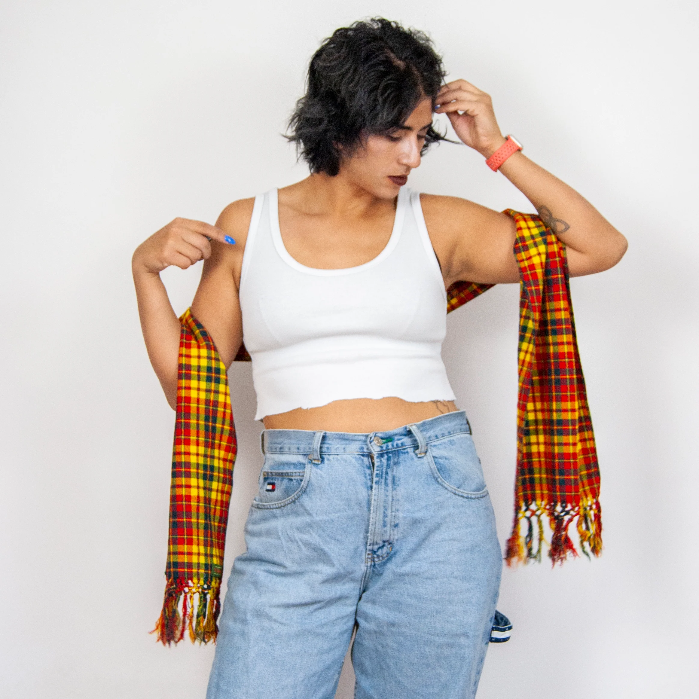 90s/00s Tartan Four Knot Fringe Wool Scarf By D.c. Dalgliesh - Image 7