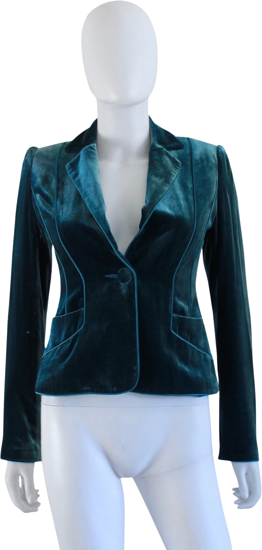 90s / 00s Teal Velvet Blazer Jacket Size Small by Shelli Segal