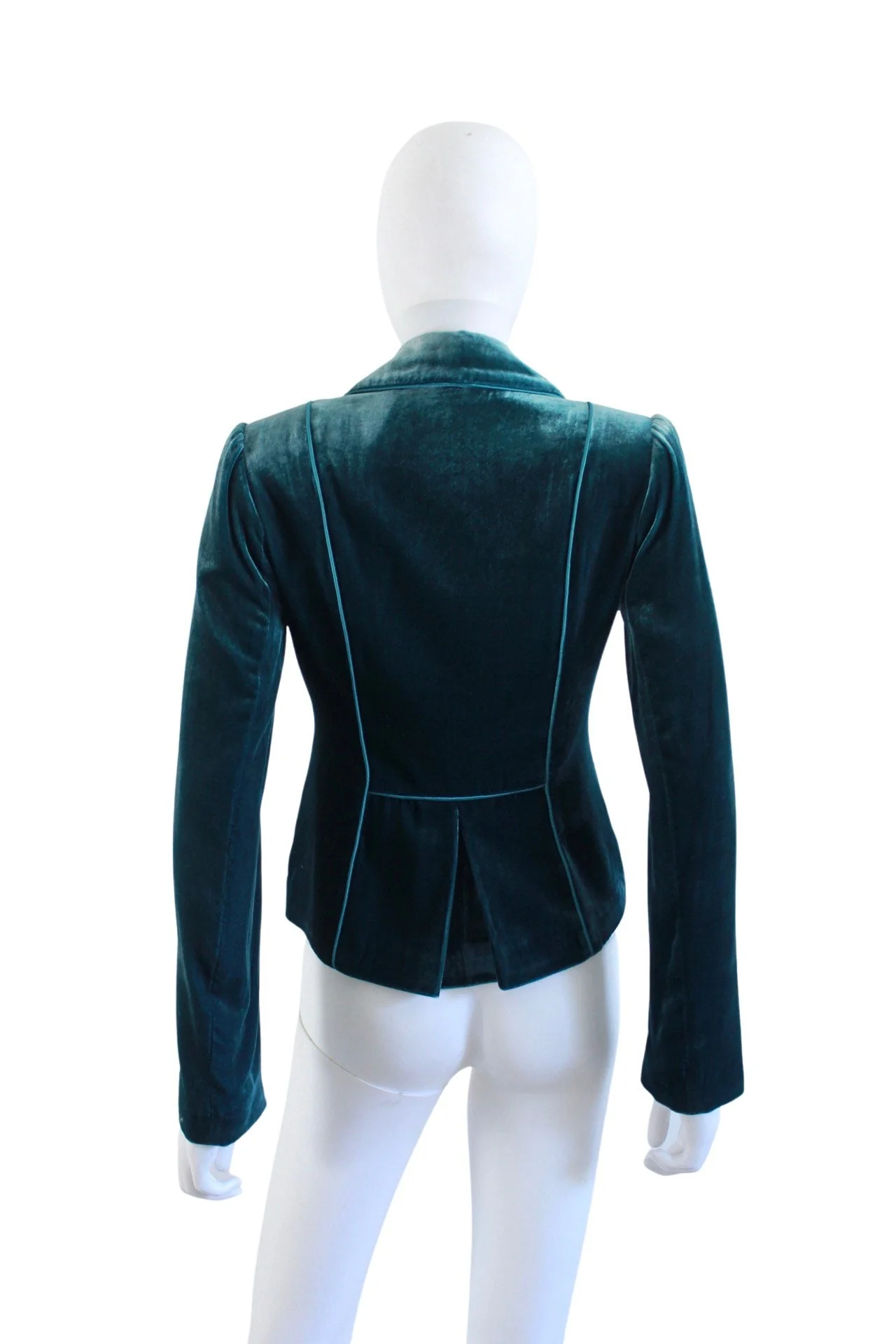 90s / 00s Teal Velvet Blazer Jacket Size Small by Shelli Segal - Image 2