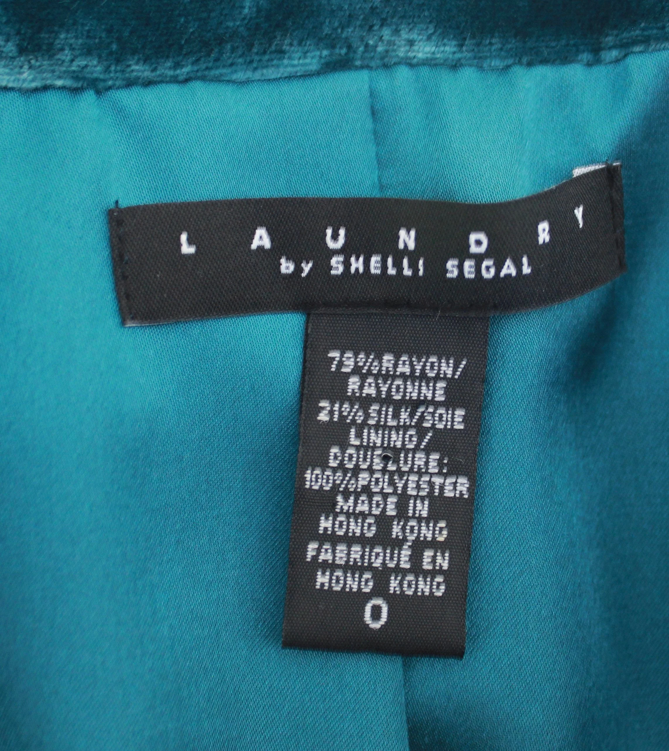 90s / 00s Teal Velvet Blazer Jacket Size Small by Shelli Segal - Image 9