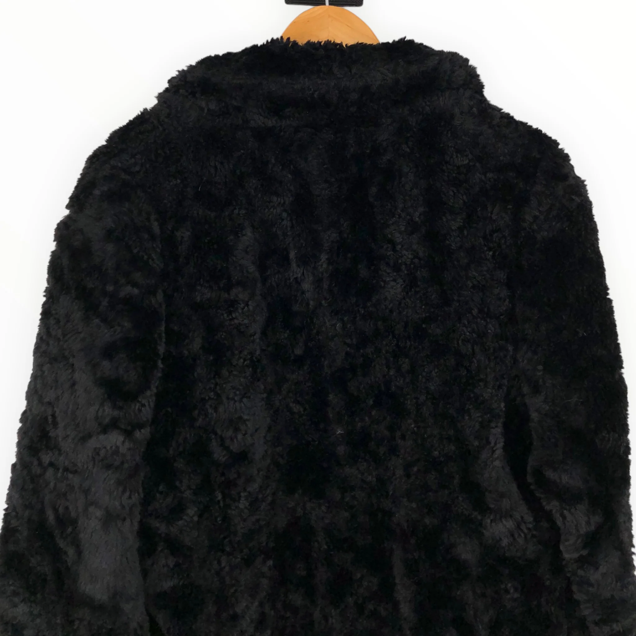 90s/00s Teddy Faux Fur Black Long Sleeve Coat - Image 7