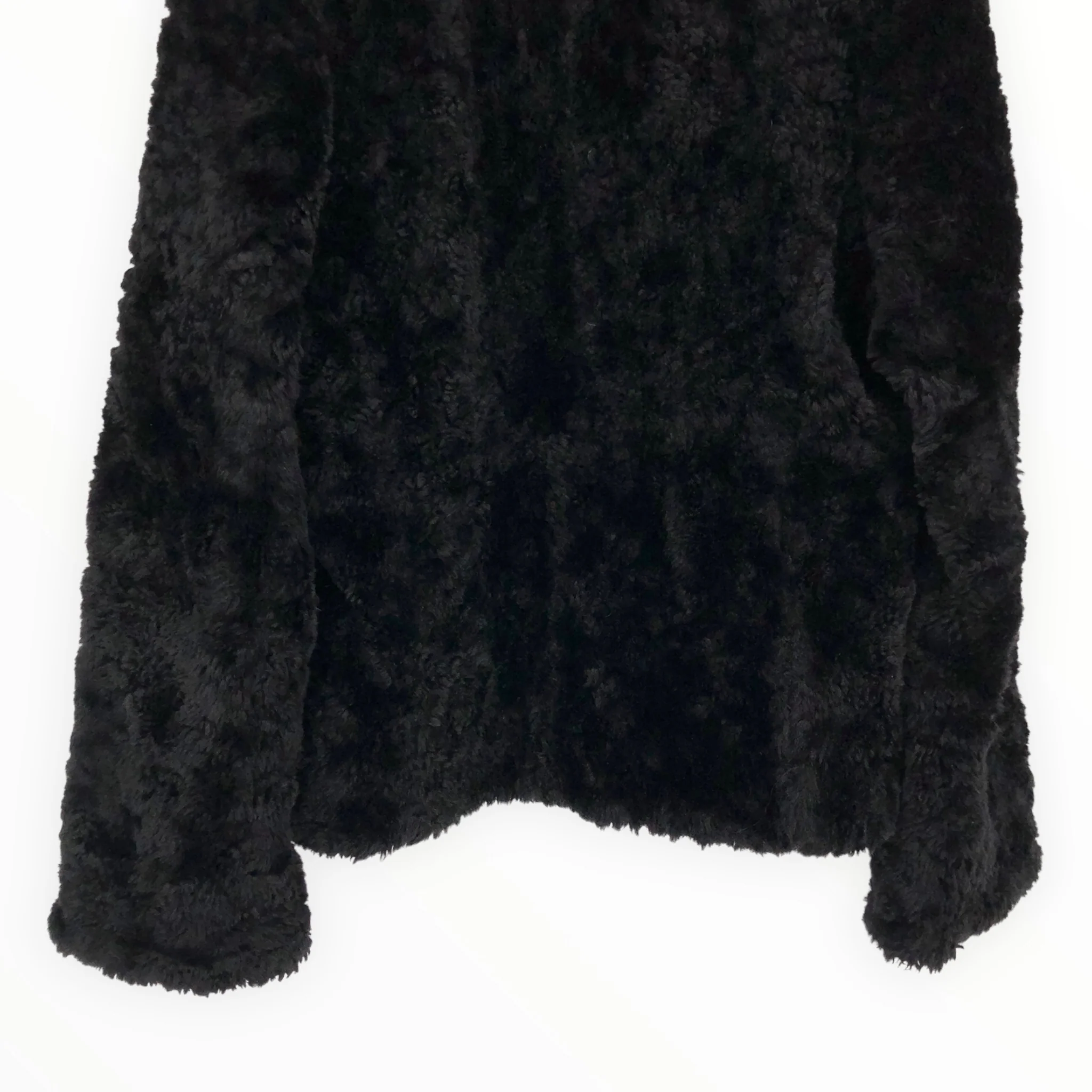 90s/00s Teddy Faux Fur Black Long Sleeve Coat - Image 8