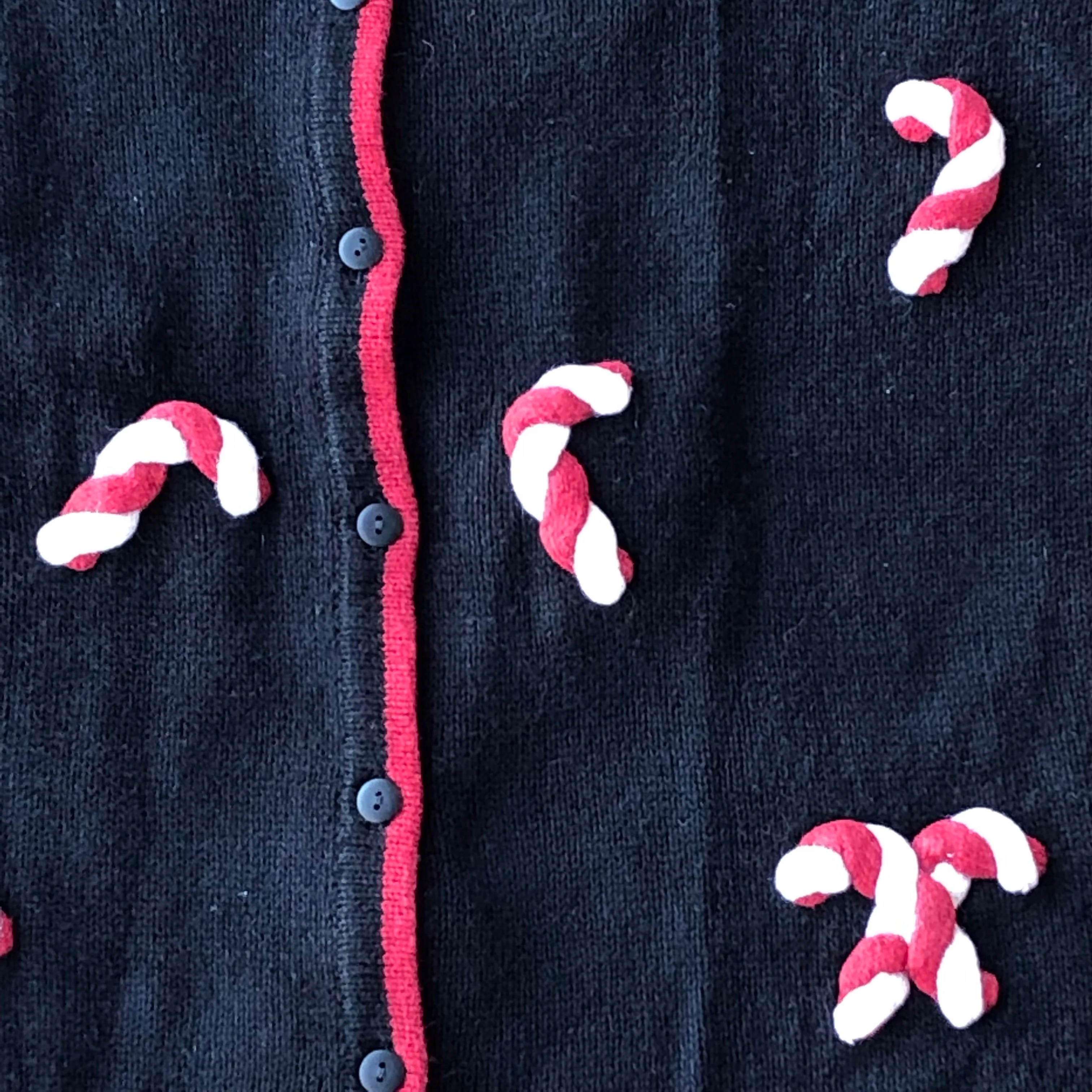 90s/00s Ugly Christmas Cardigan Sweater Candy Cane Sz L By Quacker Factory - Image 3