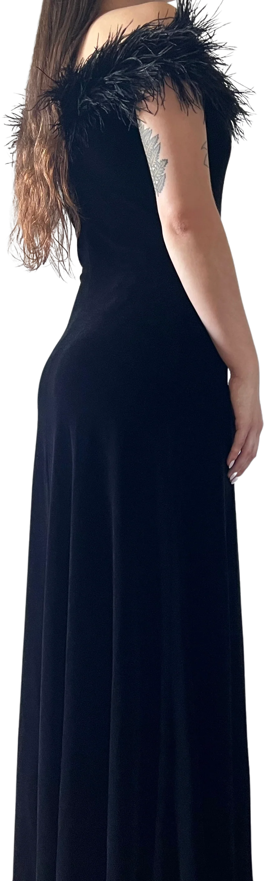 90s/00s Velvet And Feather Trim Dress By Jeffery & Dara Evenings - Image 2