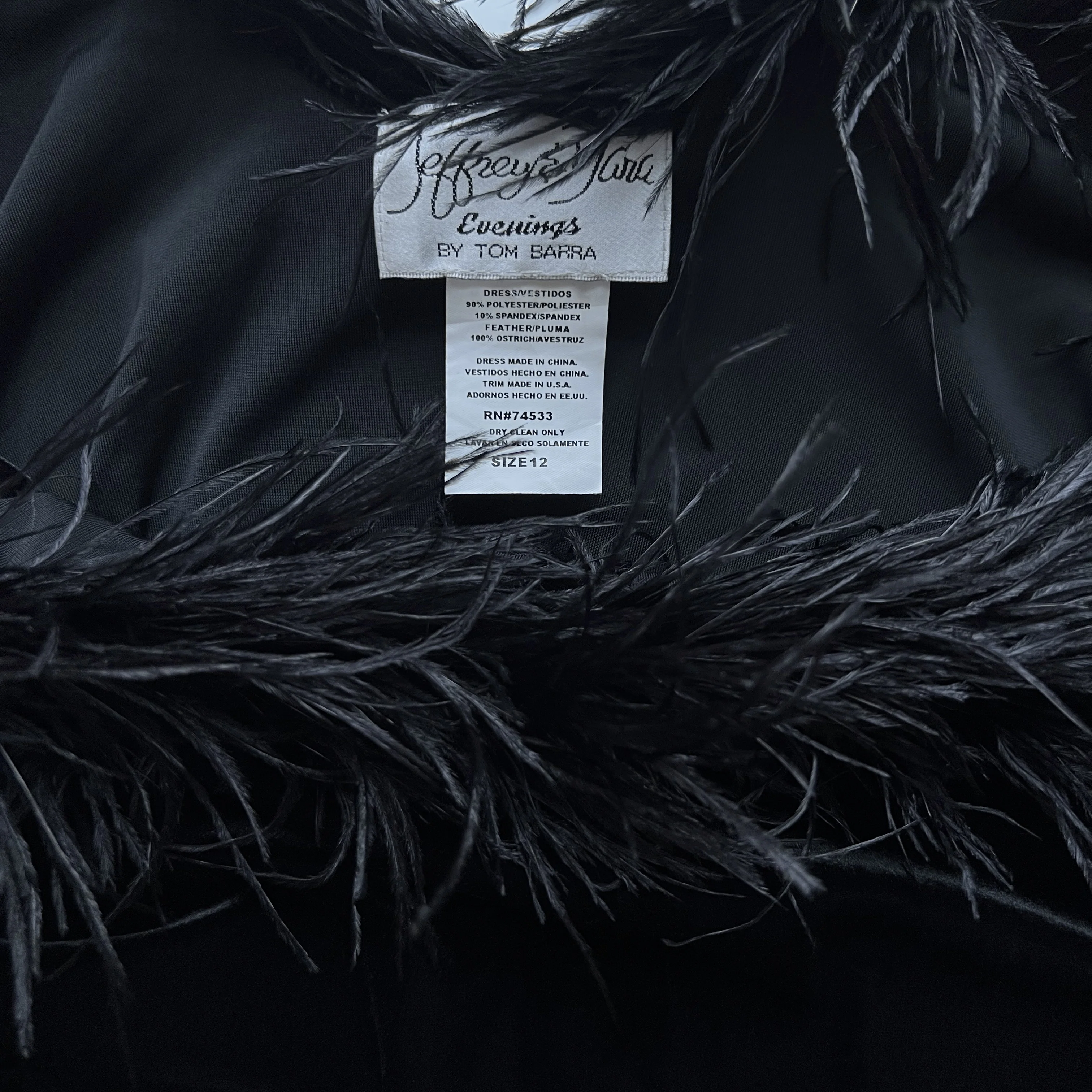 90s/00s Velvet And Feather Trim Dress By Jeffery & Dara Evenings - Image 4