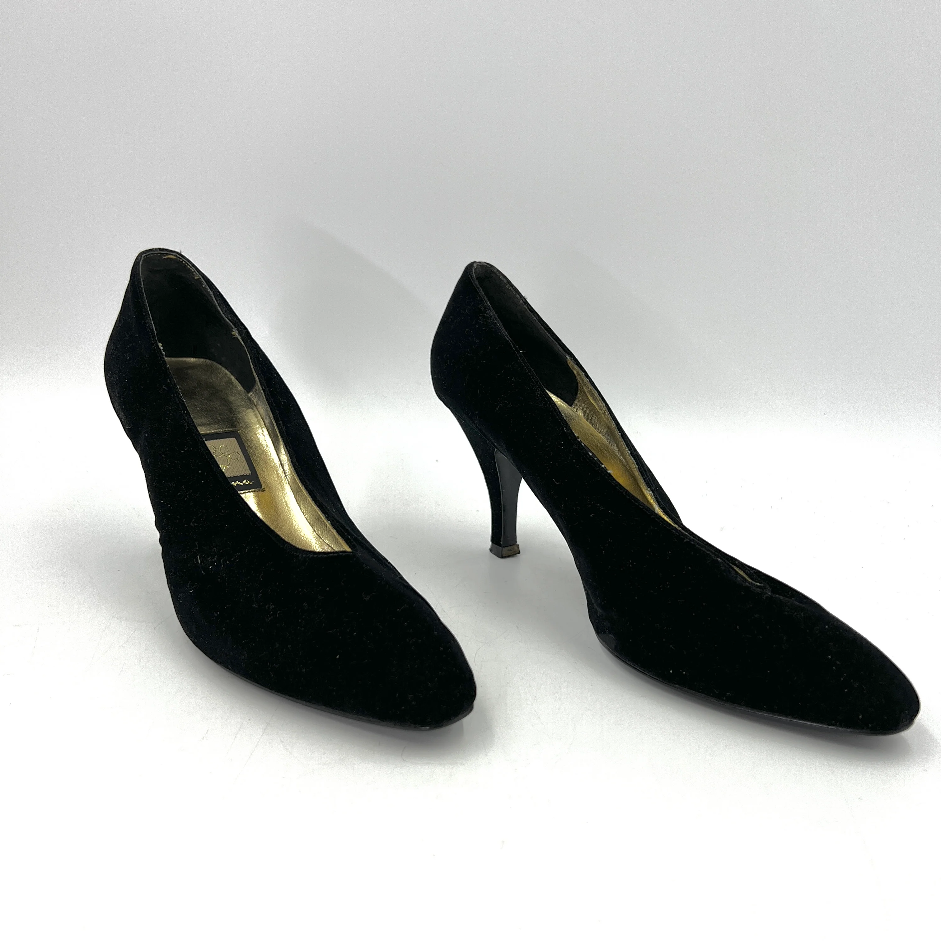 90s/00s Velvet Heels Black Pumps Dark Romantic By Nina - Image 5