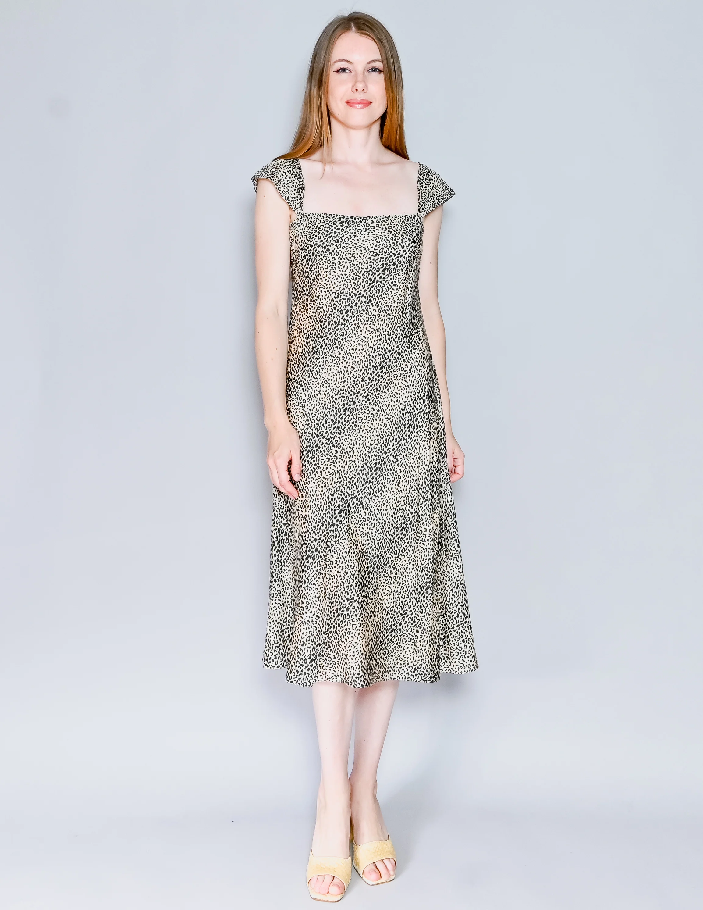 90s/00s Vintage 100% Silk Animal Print Midi Dress By Evan Picone - Image 7