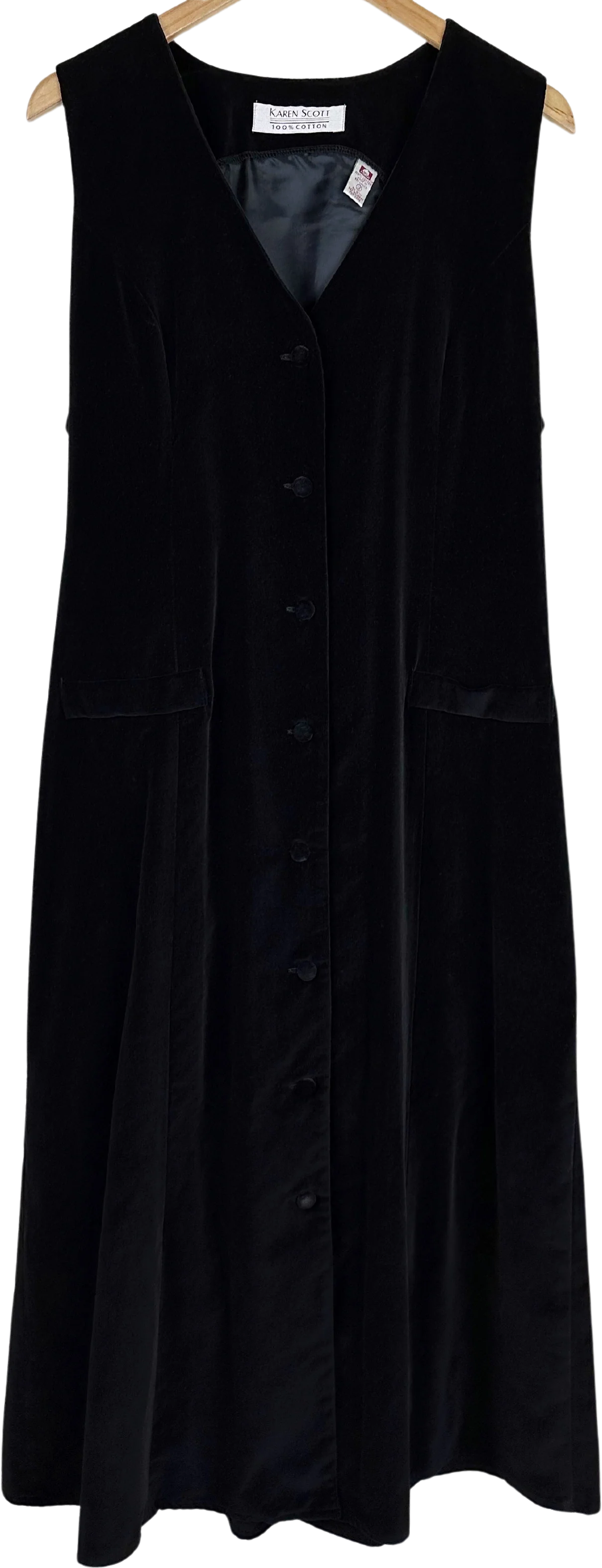 90s/00s Vintage 90s Black Velvet Dress By Karen Scott