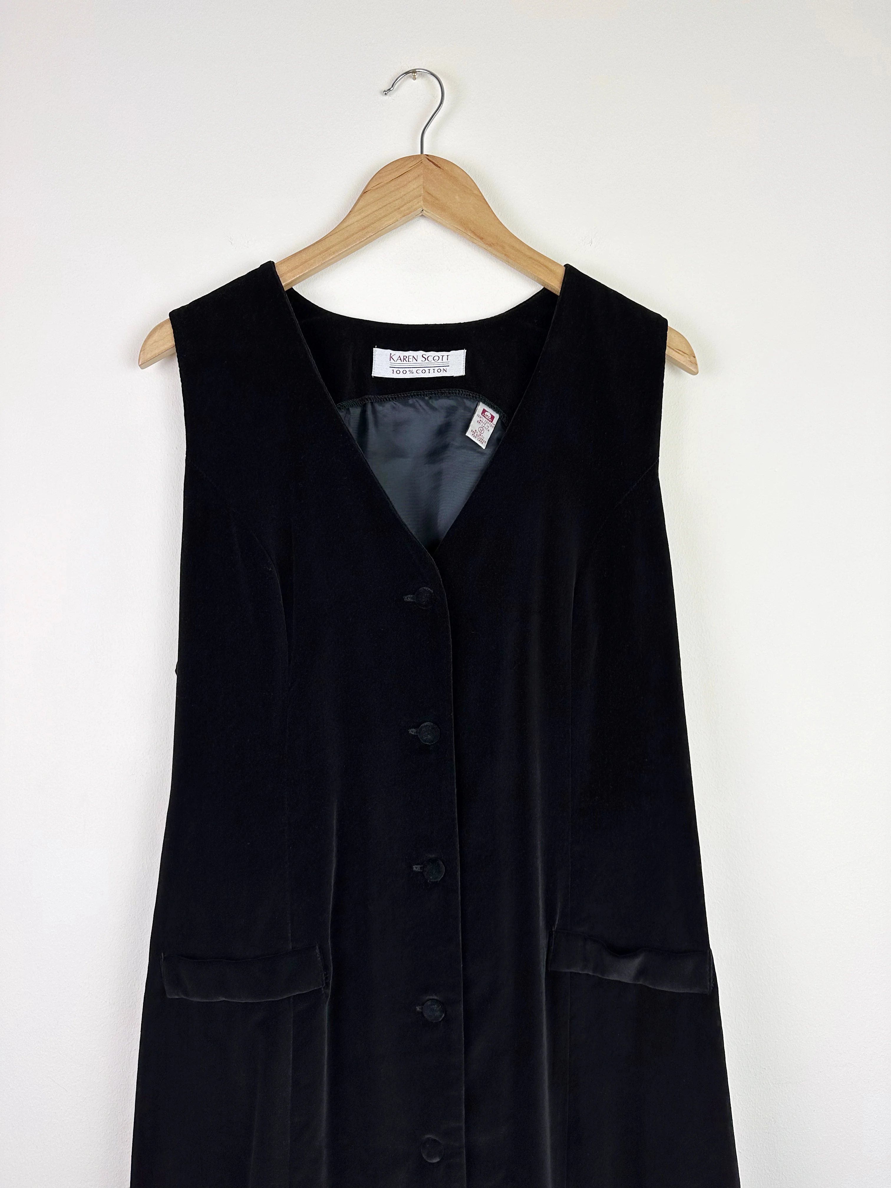 90s/00s Vintage 90s Black Velvet Dress By Karen Scott - Image 3