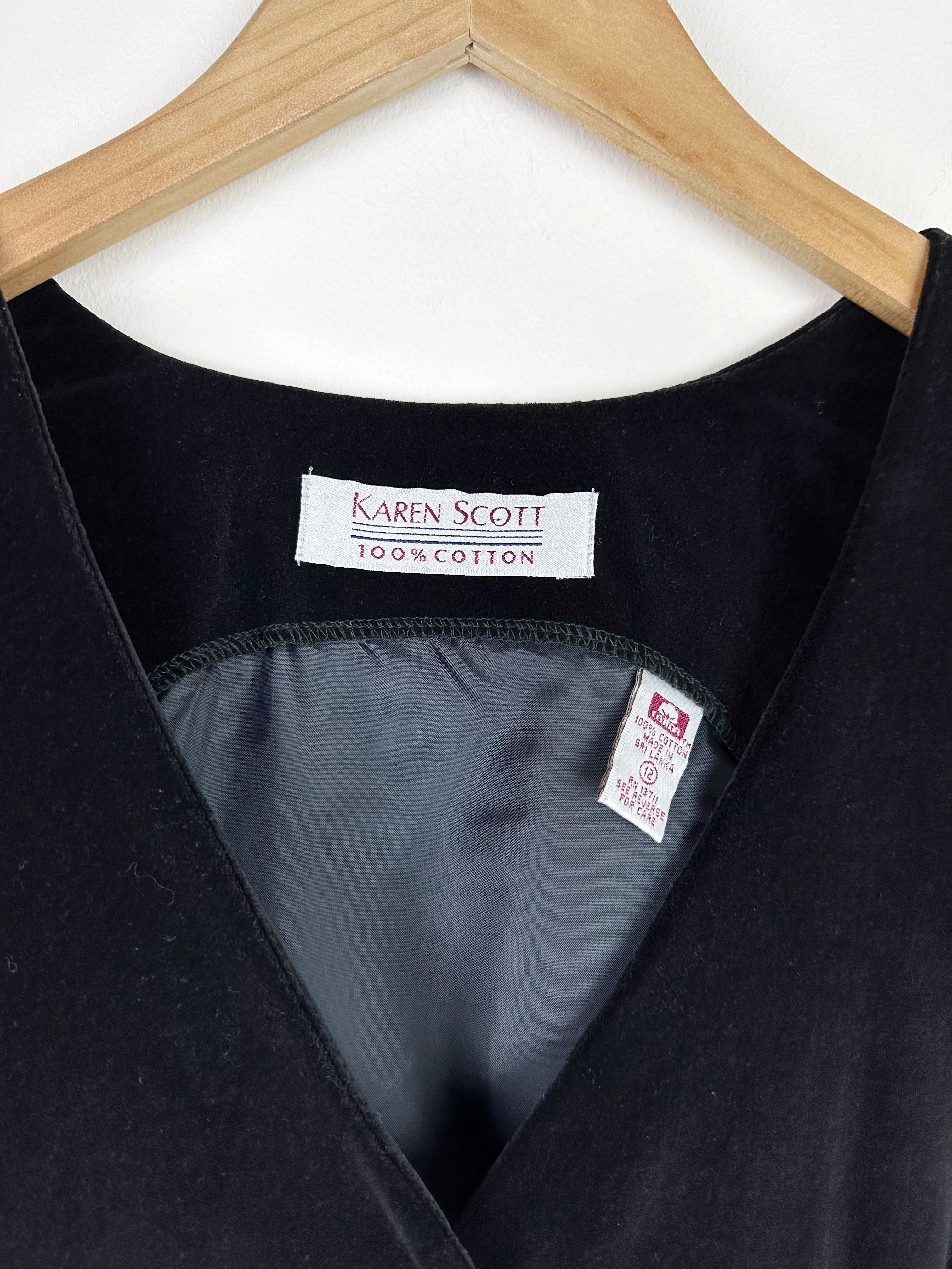 90s/00s Vintage 90s Black Velvet Dress By Karen Scott - Image 5
