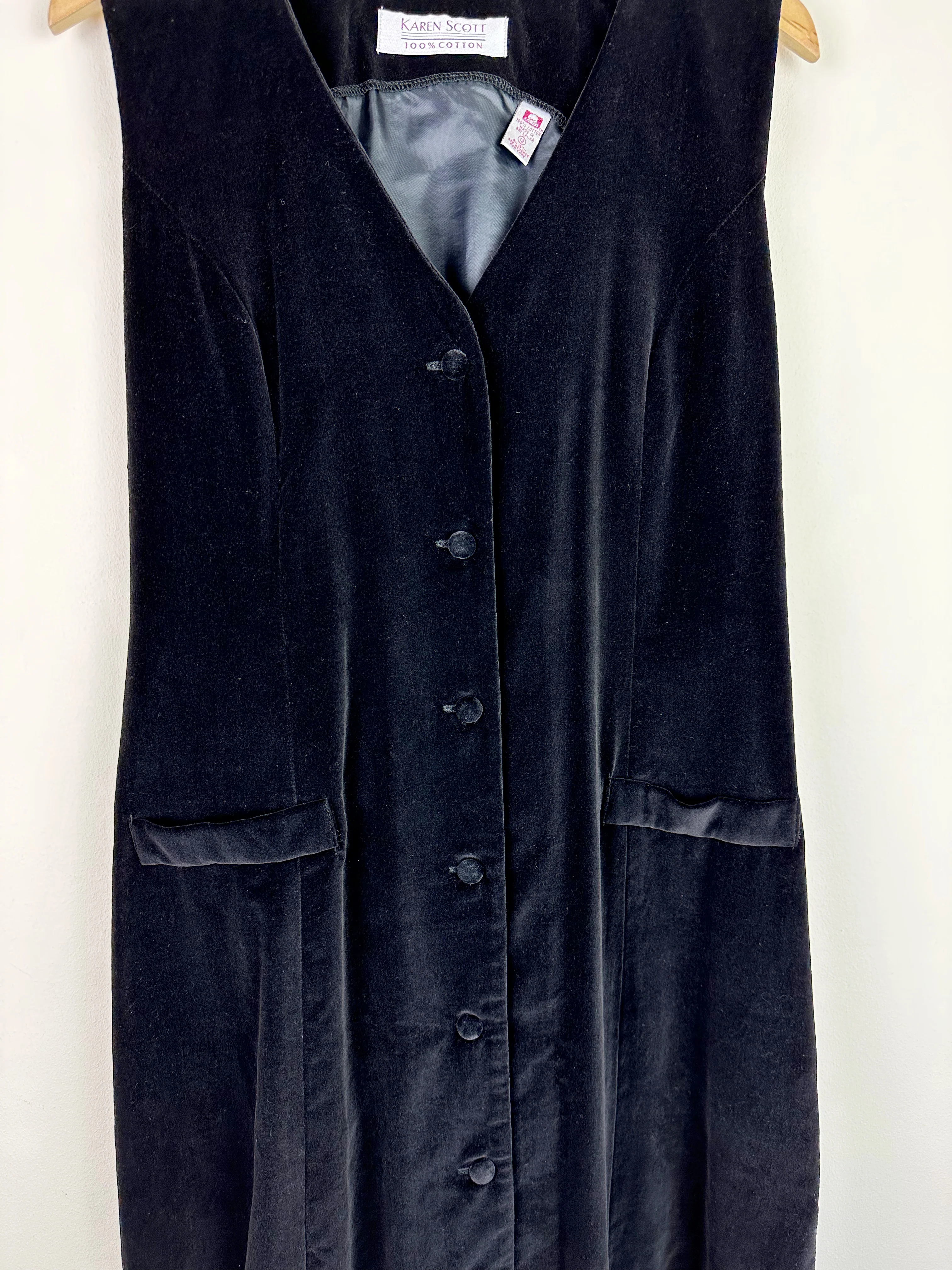 90s/00s Vintage 90s Black Velvet Dress By Karen Scott - Image 6