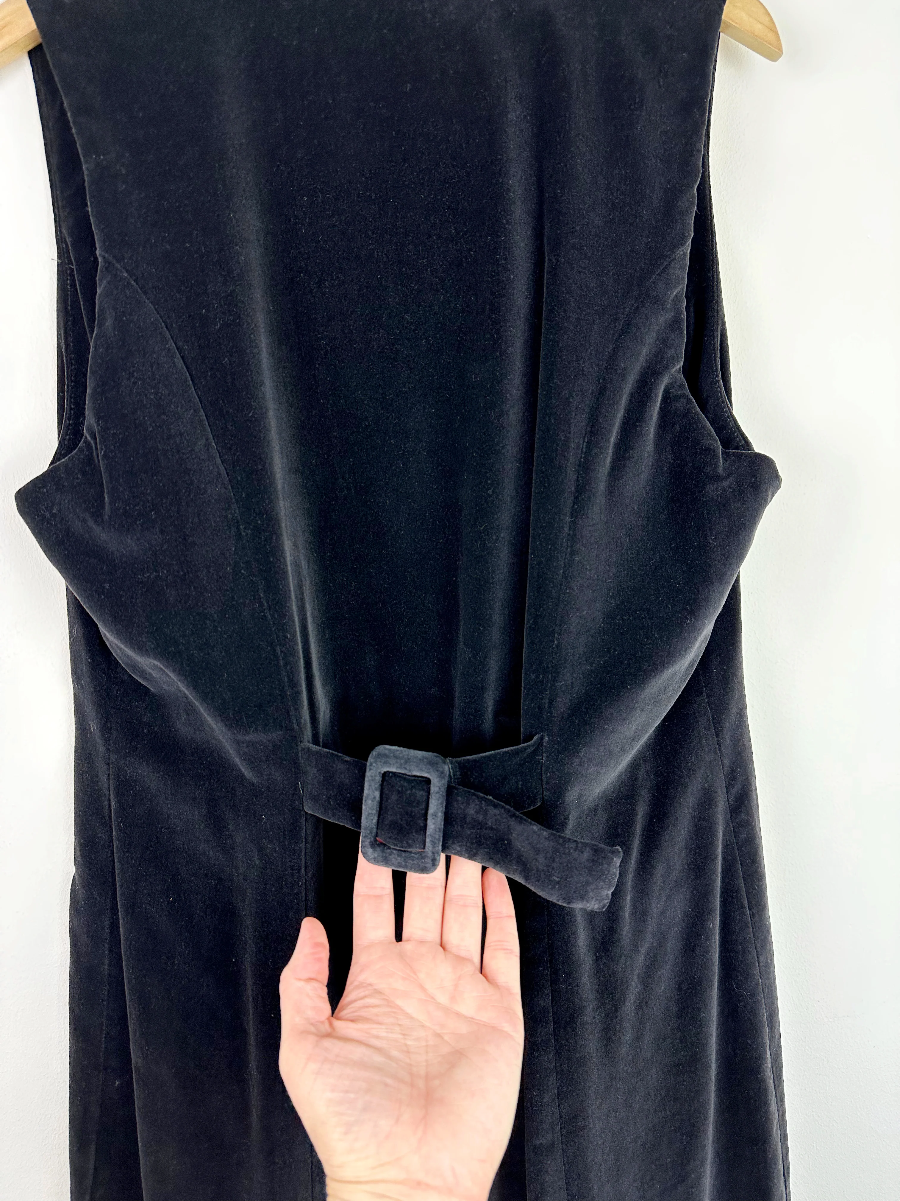 90s/00s Vintage 90s Black Velvet Dress By Karen Scott - Image 9