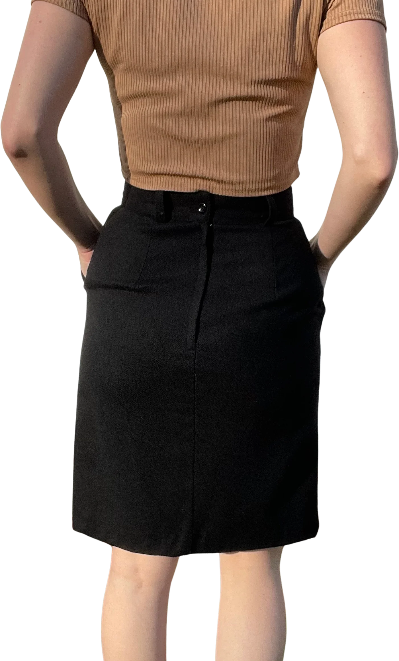 90s/00s Vintage Black Wool Skirt With Belt Loops By Lord and Taylor - Image 2