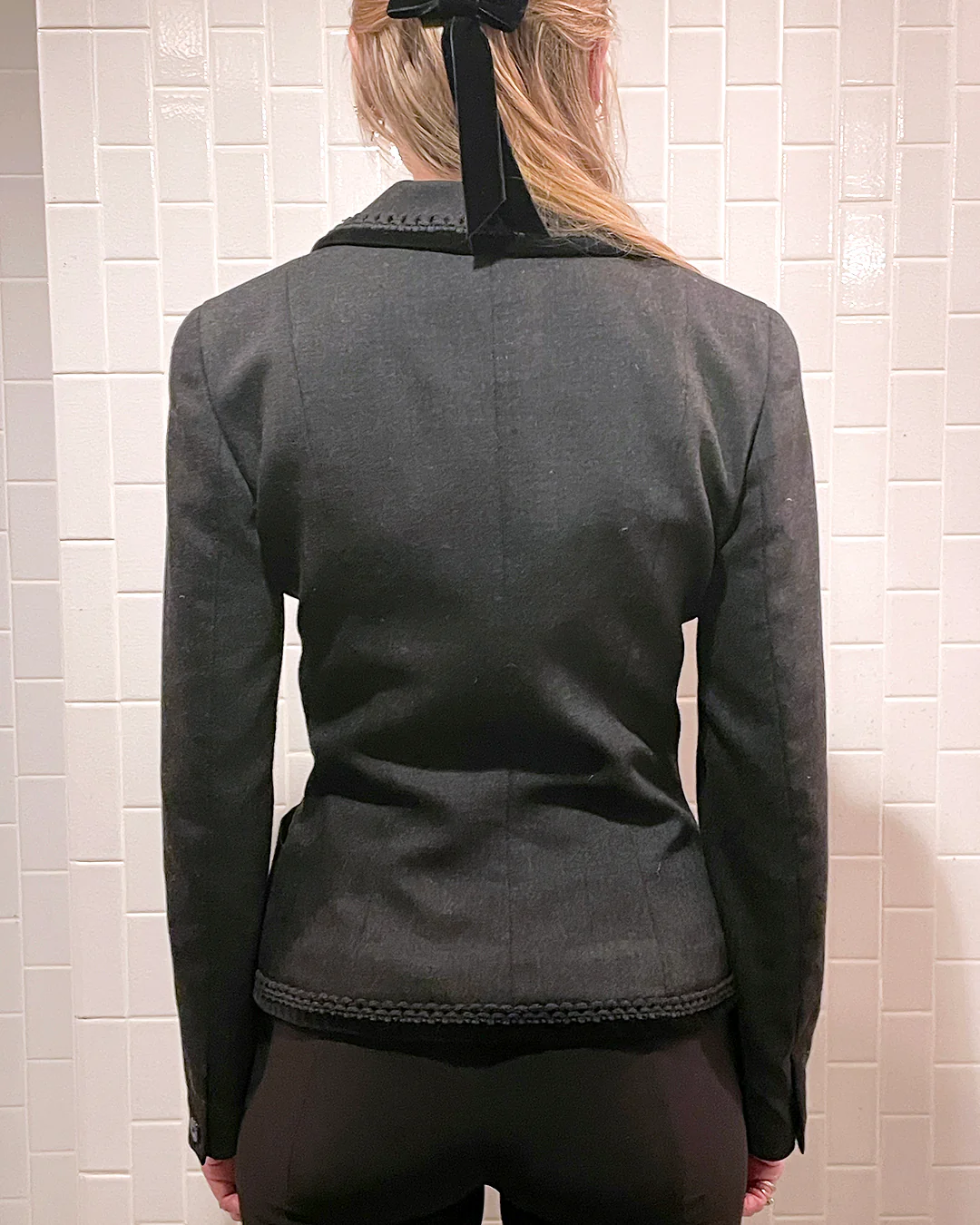 90s/00s Vintage Blumarine Virgin Wool Blazer W Velvet Trim By Blumarine - Image 7