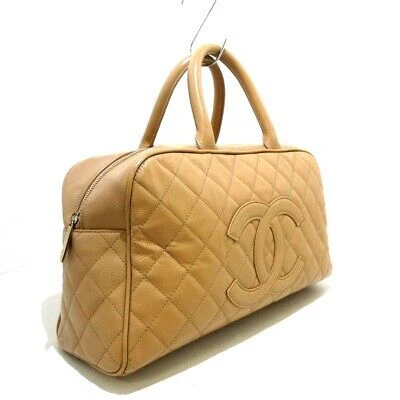 90s/00s Beige Caviar Bowling Bag With Coa By Chanel - Image 13