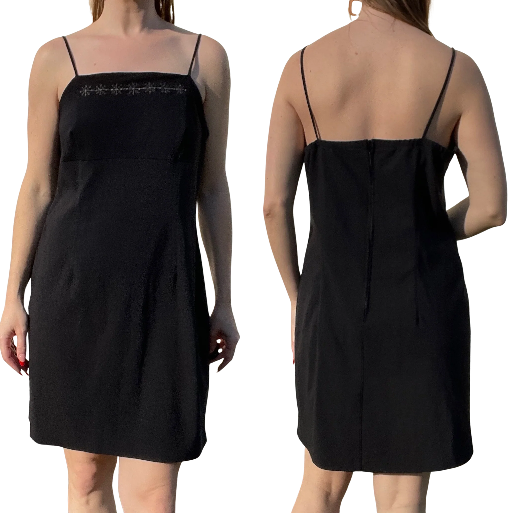 90s/00s Vintage Spaghetti Strap Embroidered Dress By Anna - Image 2