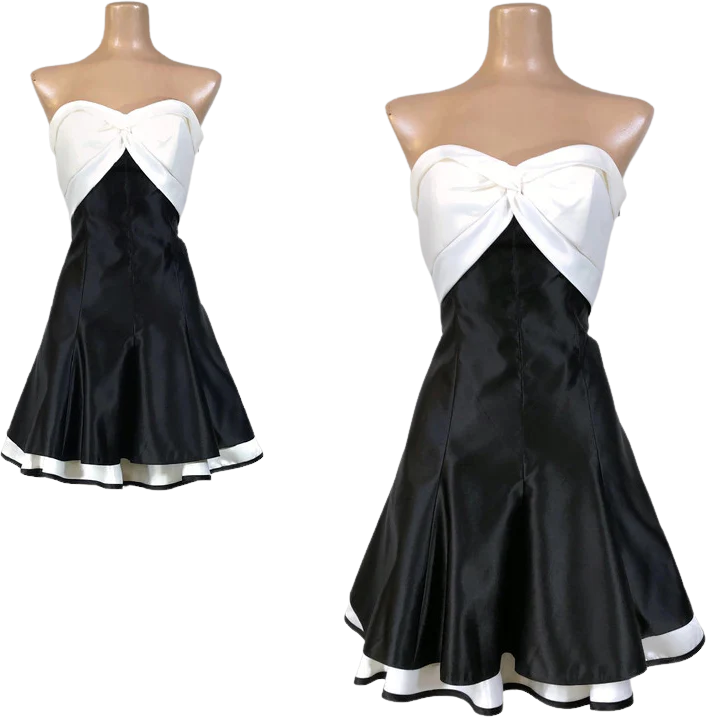 90s/00s Vintage Strapless Open Back Mini Party Dress By Jessica Mcclintock for Gunne Sax