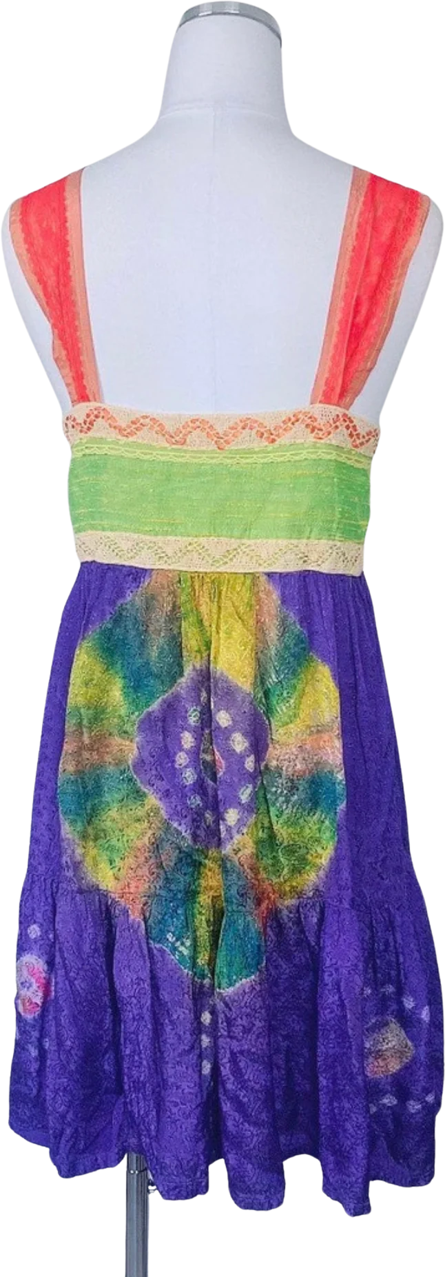 90s 00s Vintage Tie Dye Empire Waist Babydoll Dress - Image 2