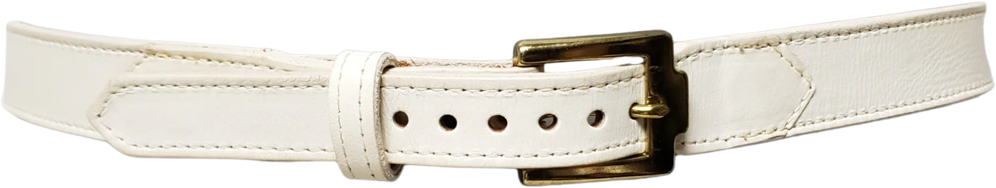 90s/00s White Top Grain Cowhide Tapered Belt By Justin