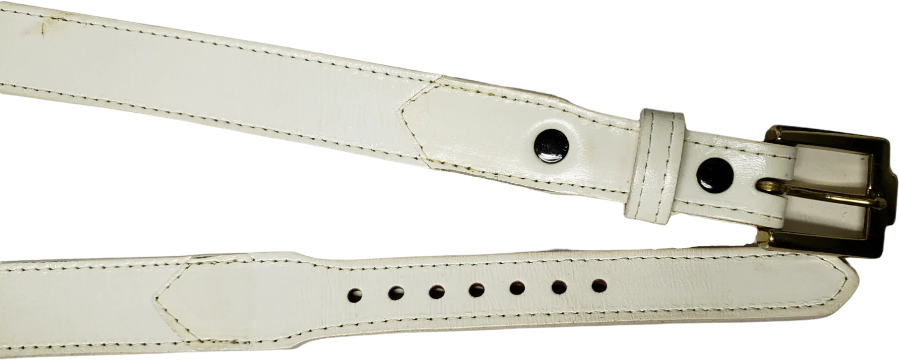 90s/00s White Top Grain Cowhide Tapered Belt By Justin - Image 2