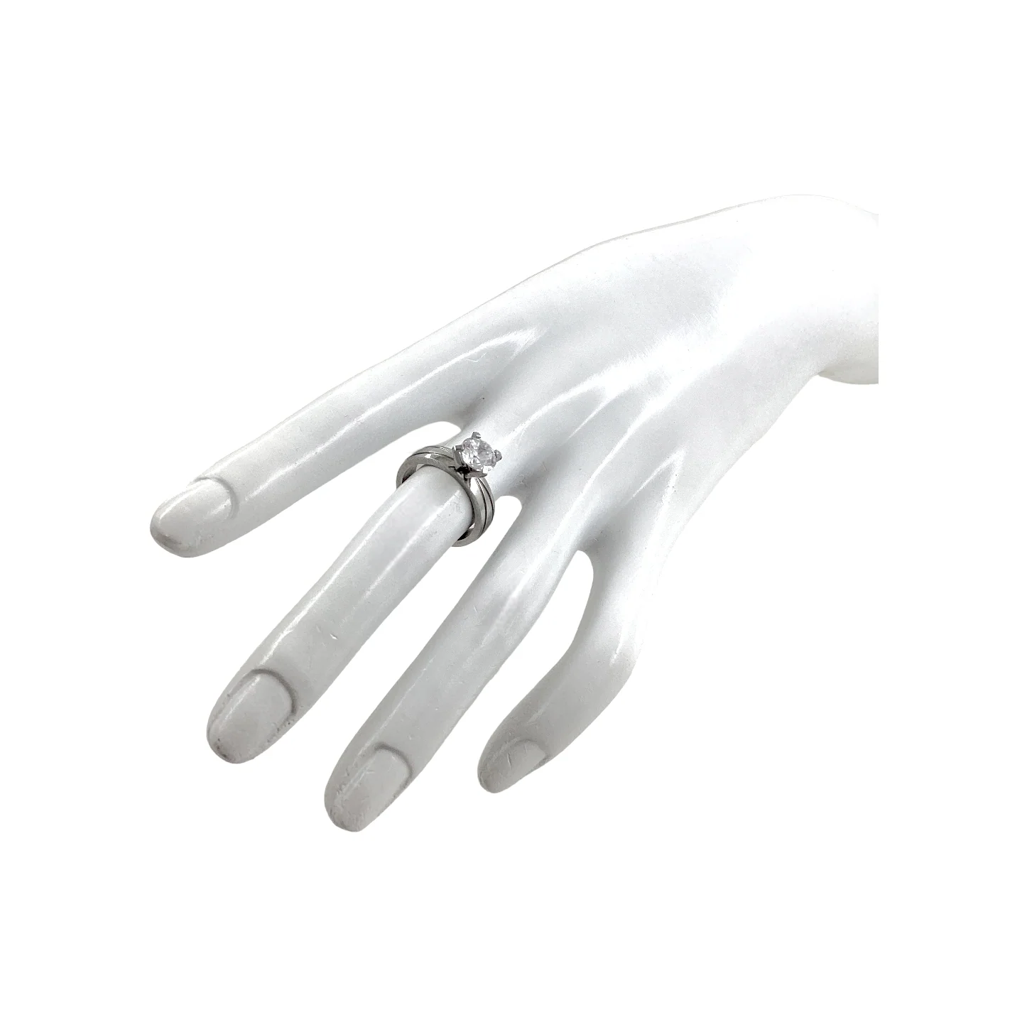 90s/00s Woman Cz Stainless Steel Solitaire Ring - Image 15