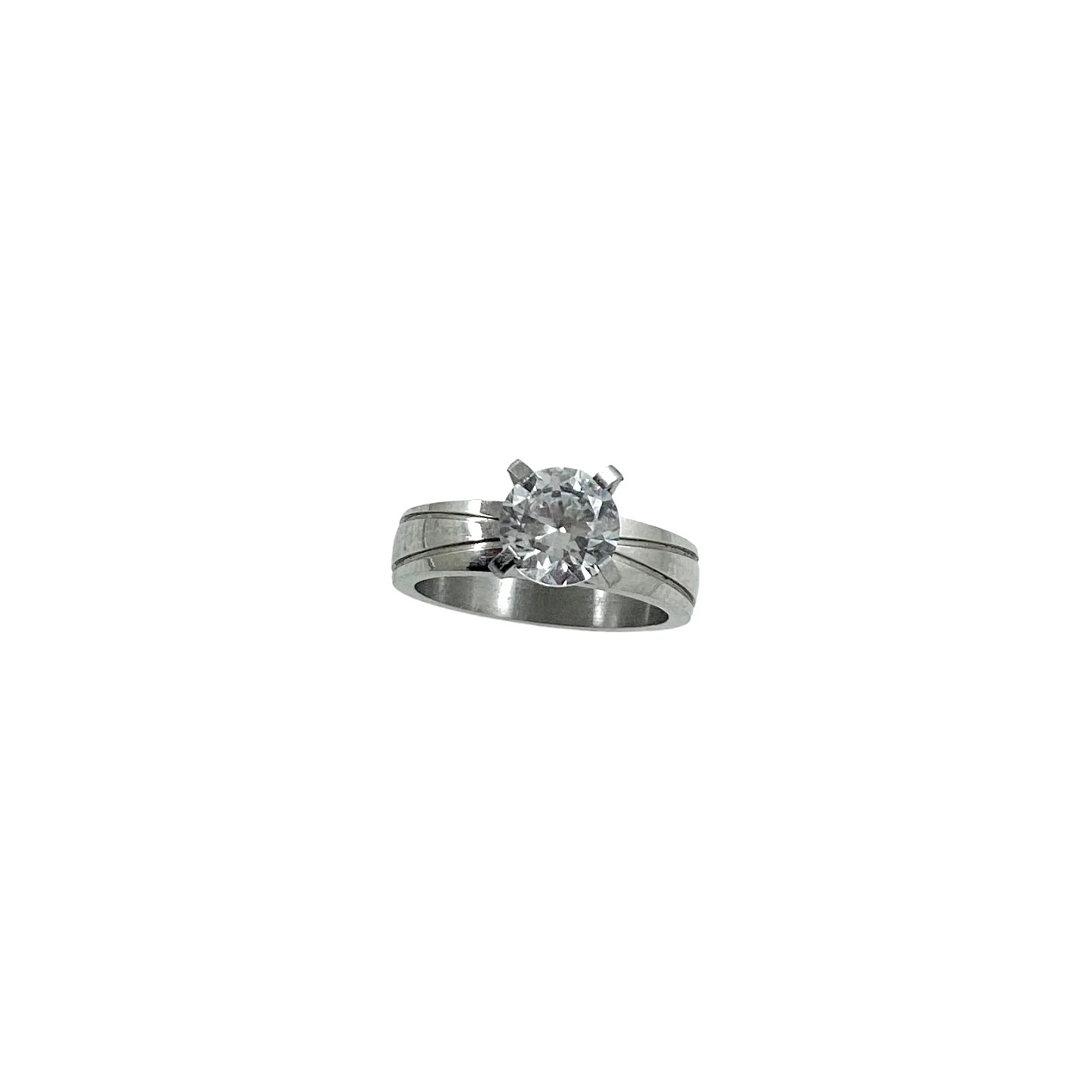 90s/00s Woman Cz Stainless Steel Solitaire Ring - Image 3