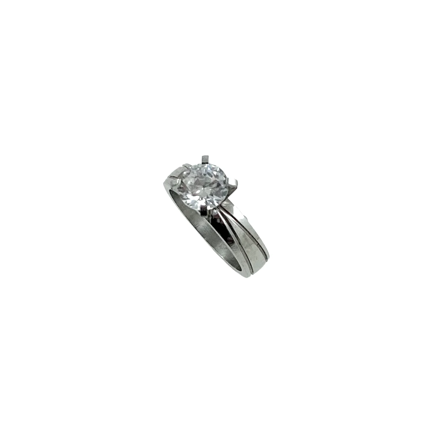 90s/00s Woman Cz Stainless Steel Solitaire Ring - Image 4