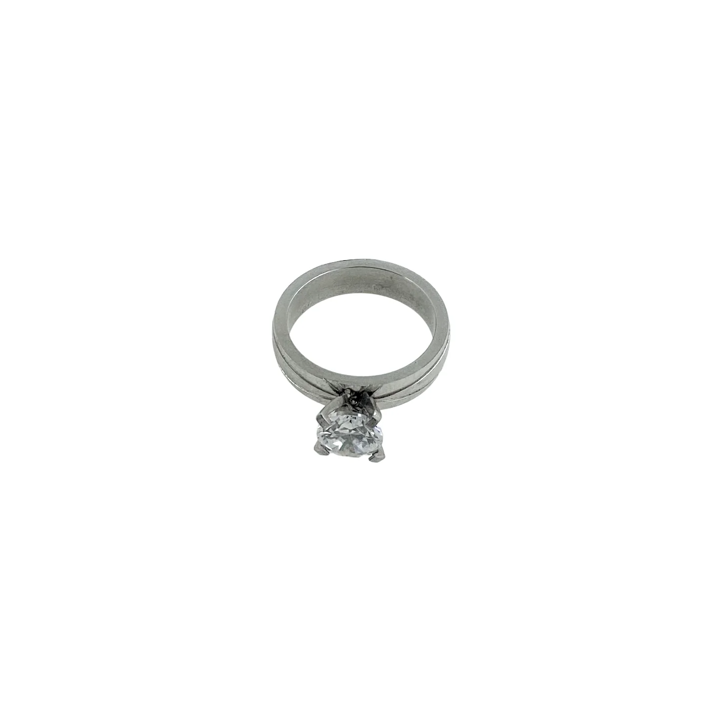 90s/00s Woman Cz Stainless Steel Solitaire Ring - Image 7