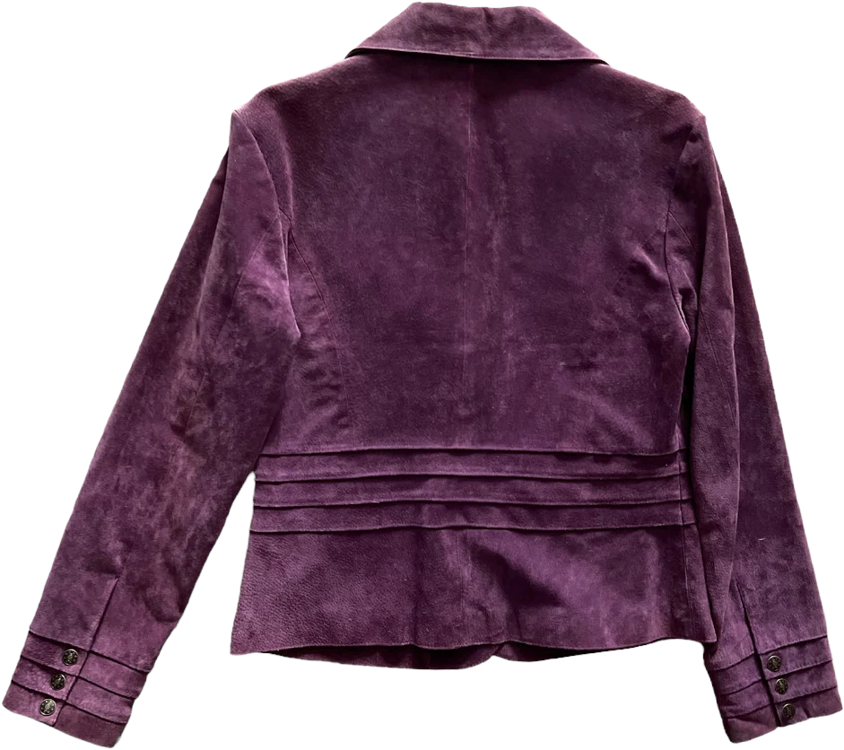 90s/00s Y2 K Purple Suede Leather Blazer Style Jacket By Ami - Image 2